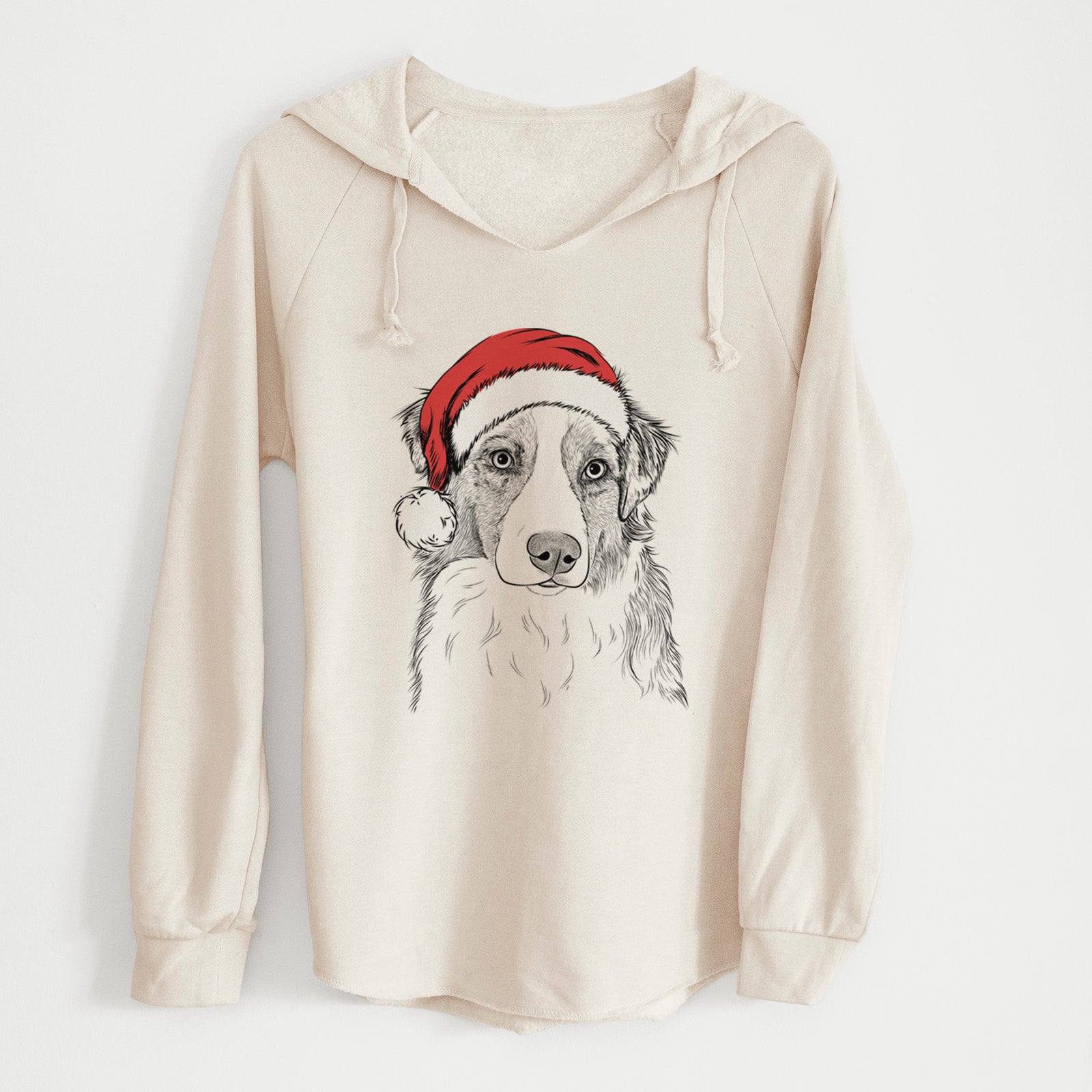 Santa Ginger the Australian Shepherd - Cali Wave Hooded Sweatshirt