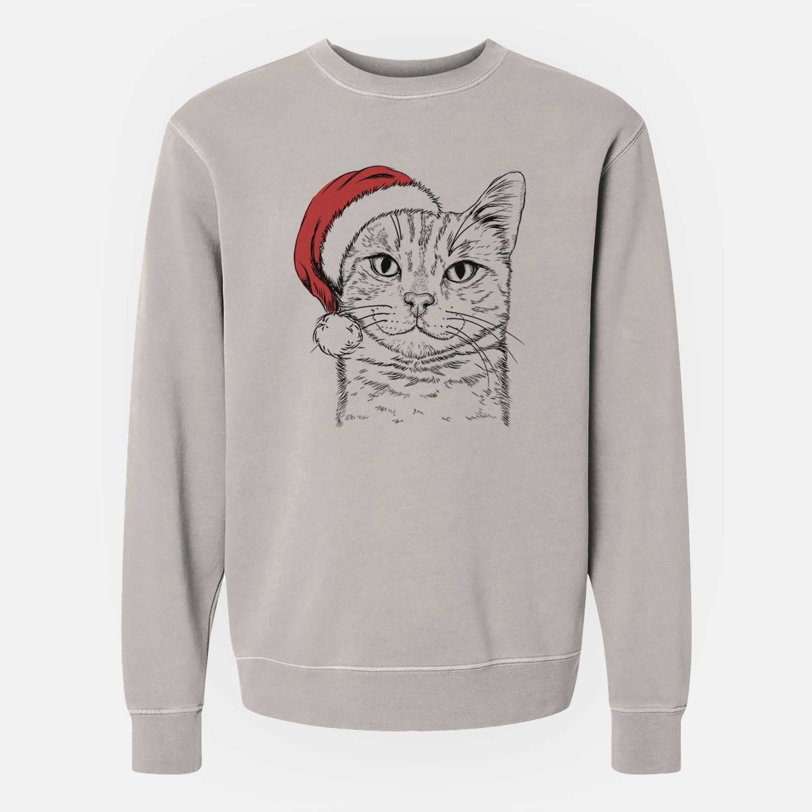 Santa Ginger Tom the Tabby Cat - Unisex Pigment Dyed Crew Sweatshirt