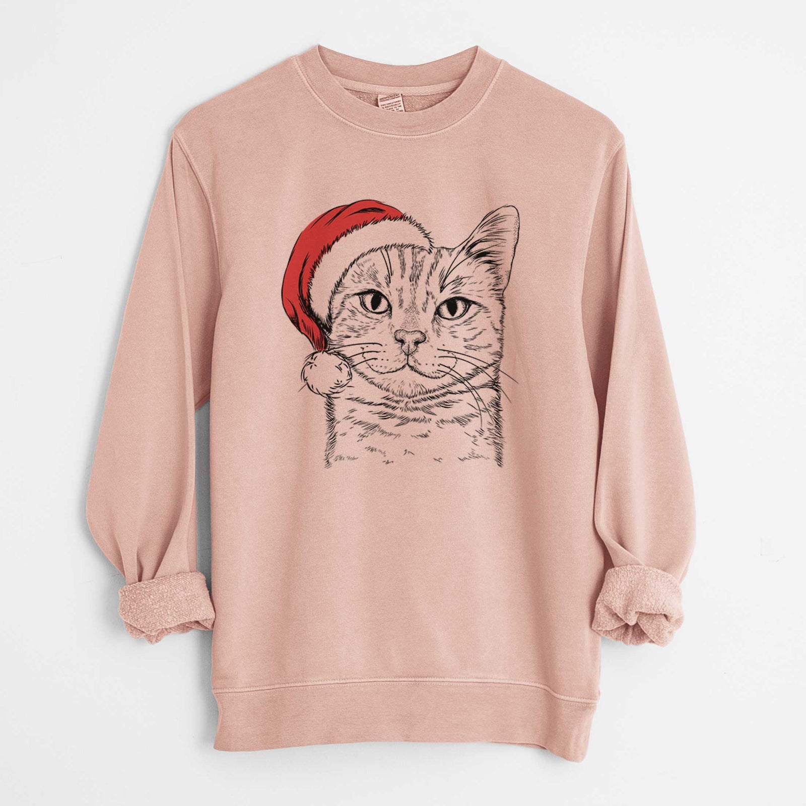 Santa Ginger Tom the Tabby Cat - Unisex Pigment Dyed Crew Sweatshirt