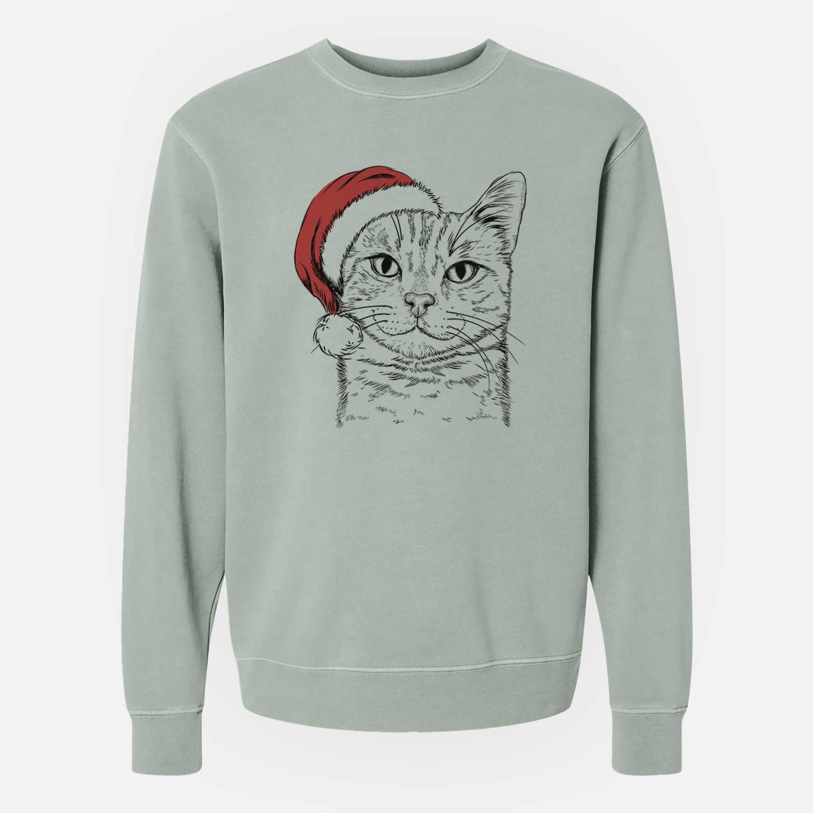 Santa Ginger Tom the Tabby Cat - Unisex Pigment Dyed Crew Sweatshirt