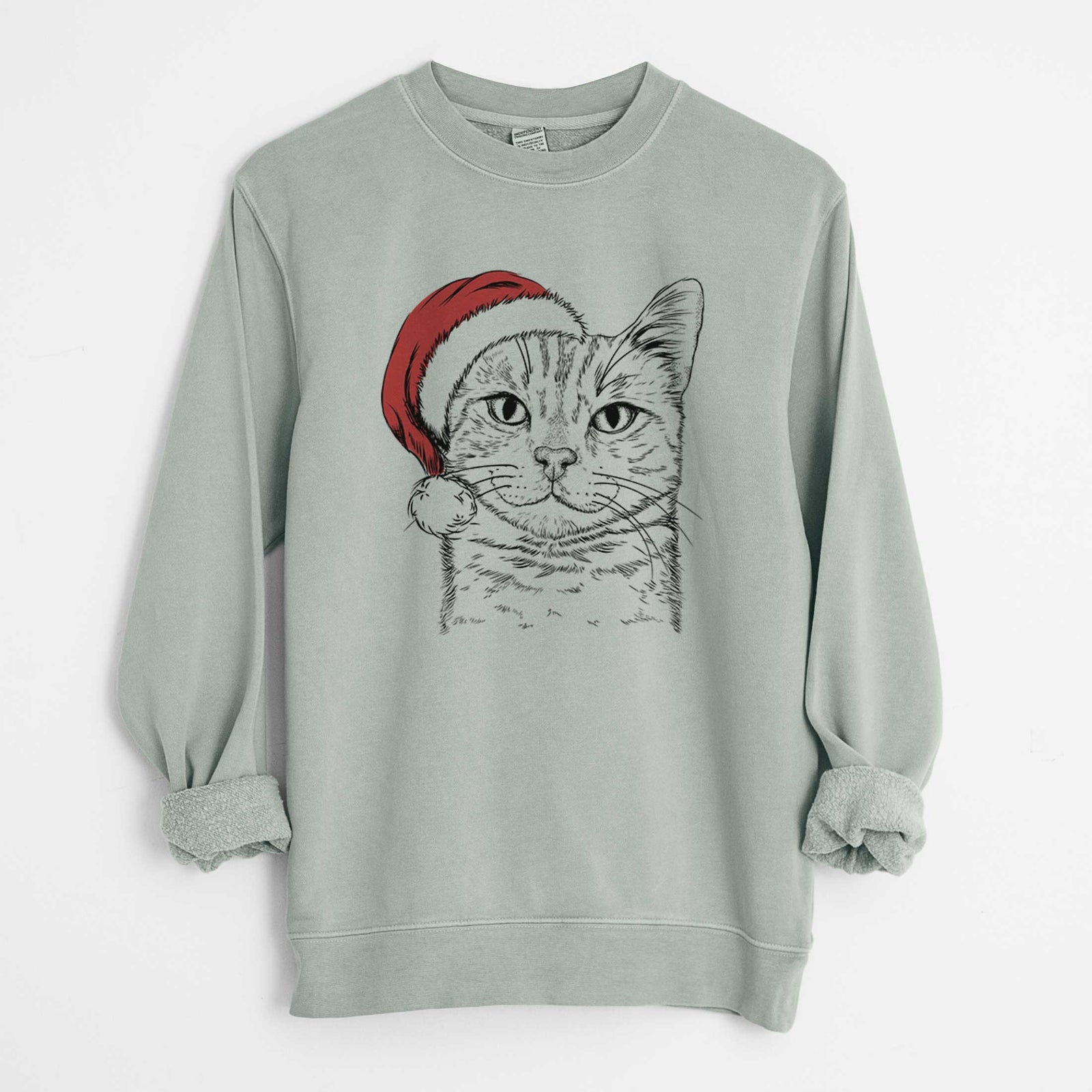Santa Ginger Tom the Tabby Cat - Unisex Pigment Dyed Crew Sweatshirt