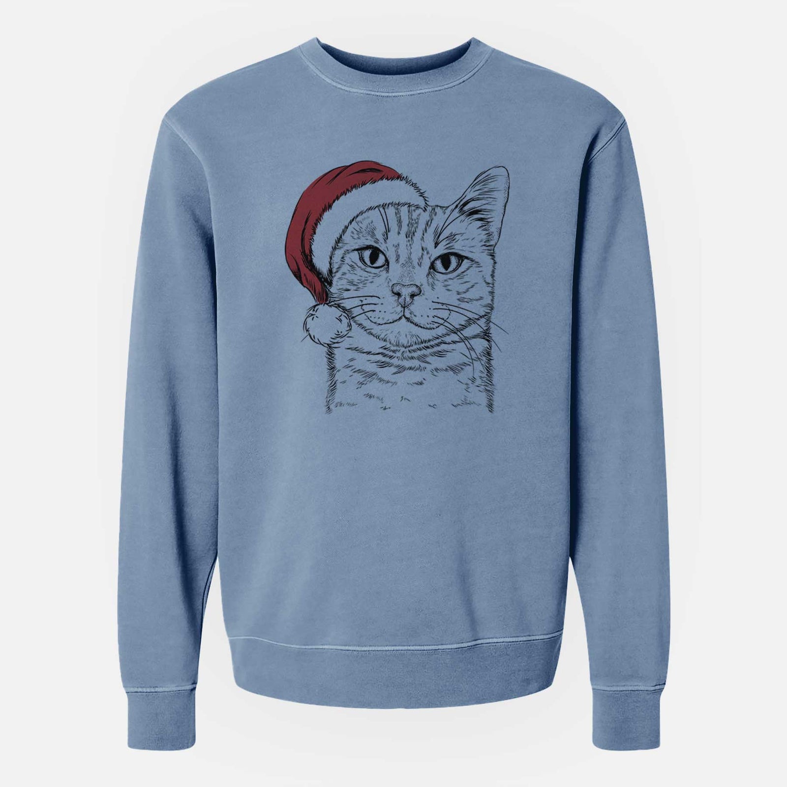 Santa Ginger Tom the Tabby Cat - Unisex Pigment Dyed Crew Sweatshirt