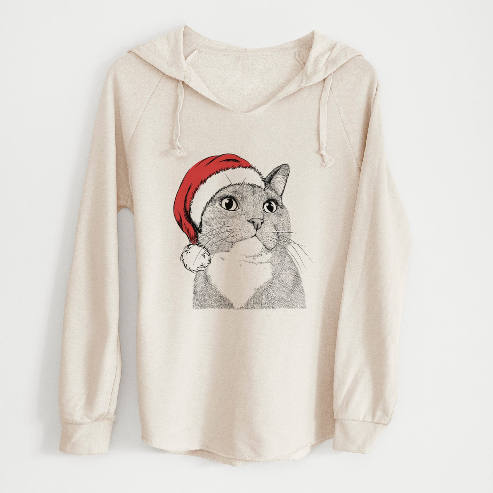 Santa Gizmo the Grey Cat - Cali Wave Hooded Sweatshirt