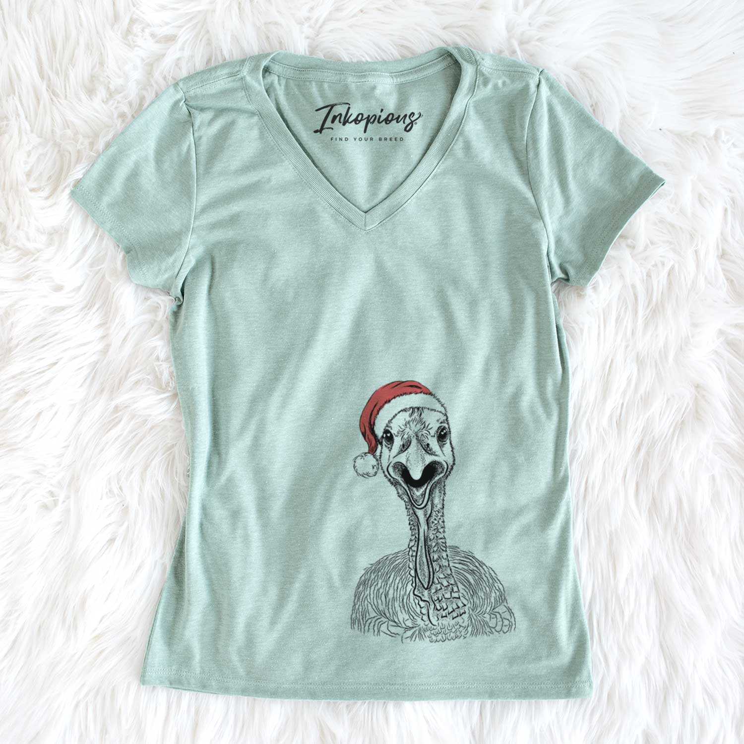 Santa Gobble the Turkey - Women's V-neck Shirt