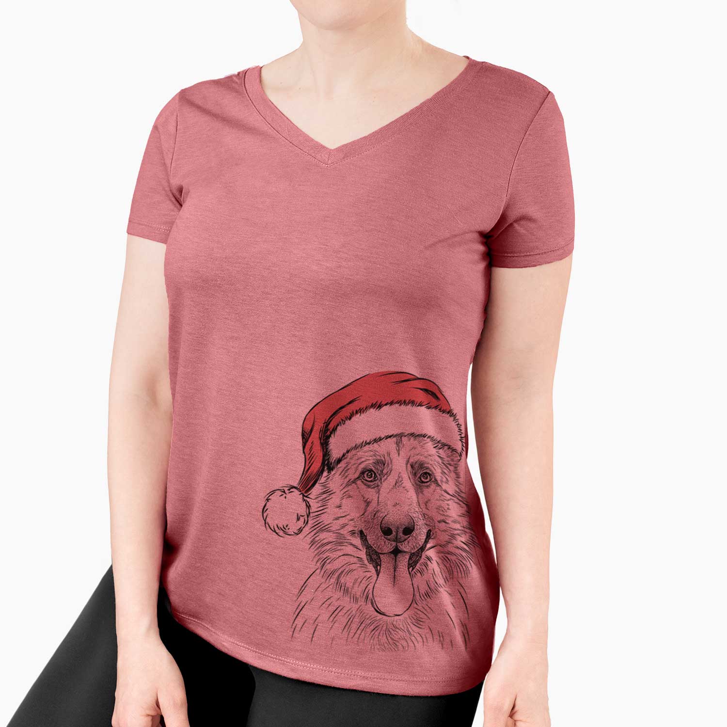 Santa Grace the German Shepherd - Women's V-neck Shirt