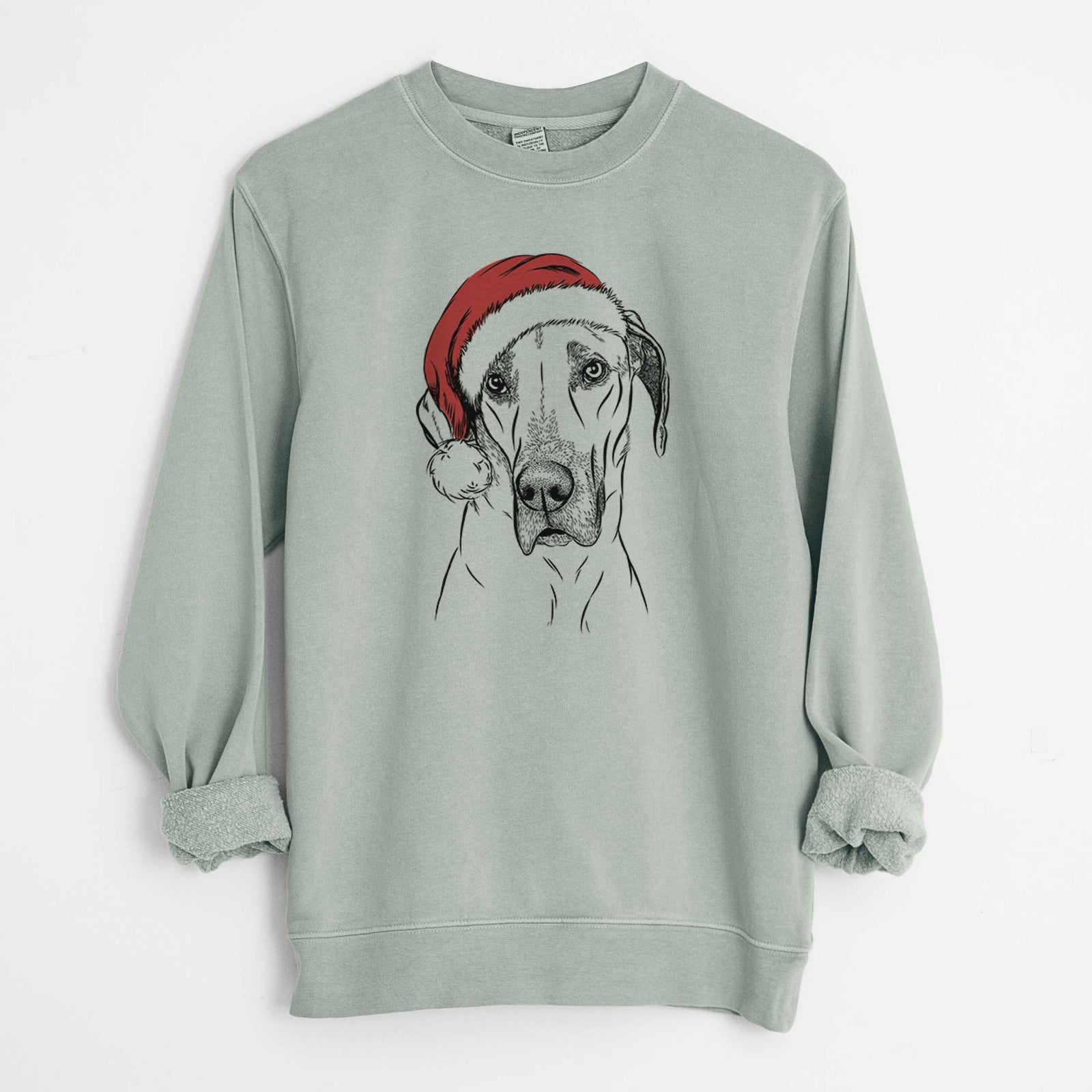 Santa Gracie the Great Dane - Unisex Pigment Dyed Crew Sweatshirt