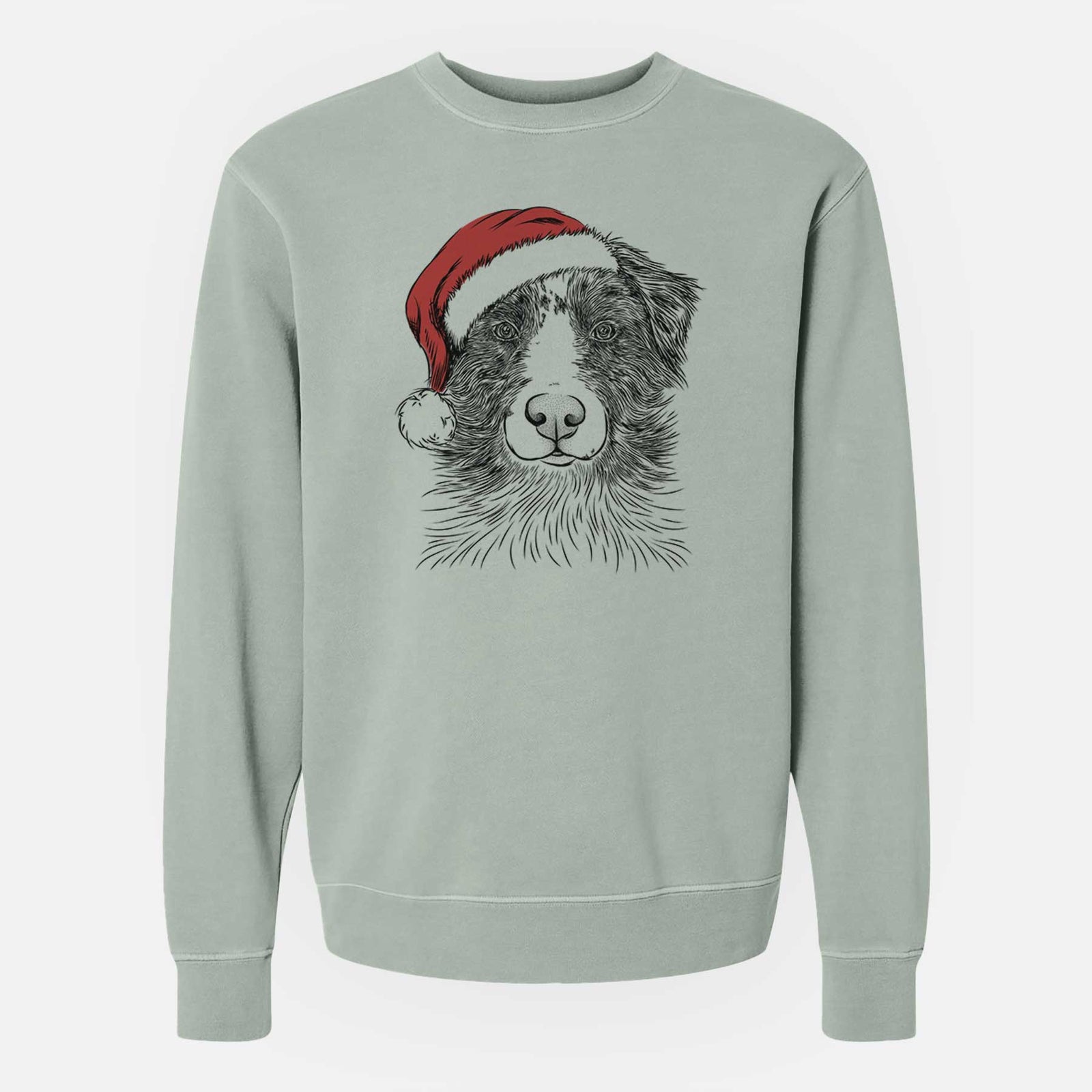 Santa Gram the Australian Shepherd - Unisex Pigment Dyed Crew Sweatshirt