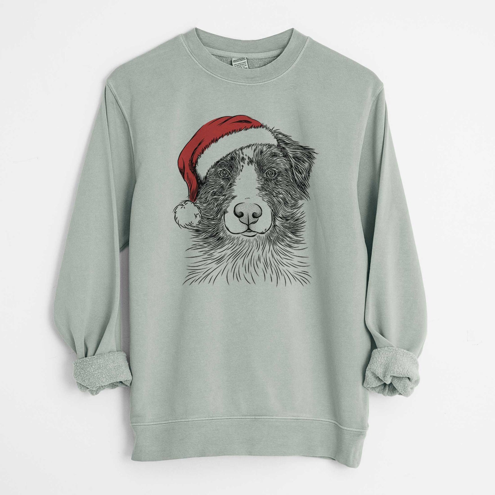 Santa Gram the Australian Shepherd - Unisex Pigment Dyed Crew Sweatshirt