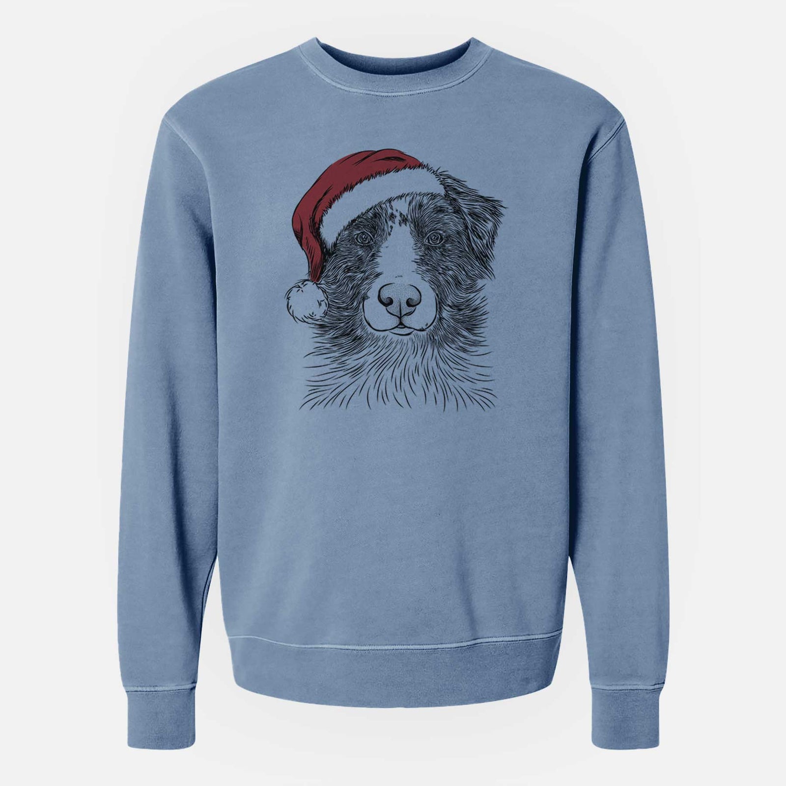 Santa Gram the Australian Shepherd - Unisex Pigment Dyed Crew Sweatshirt