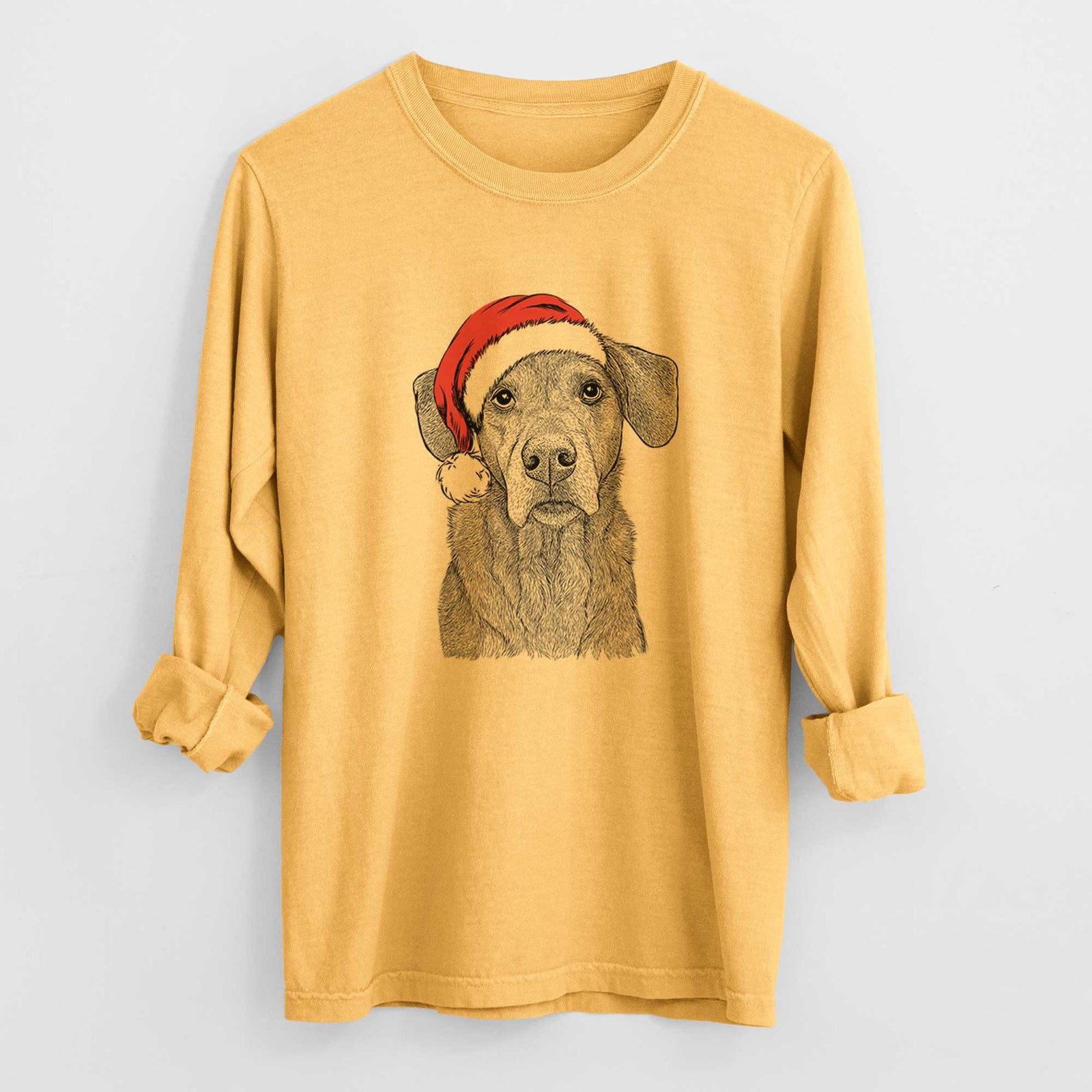 Santa Gravy the Plott Hound Beagle Mix - Heavyweight 100% Cotton Long Sleeve