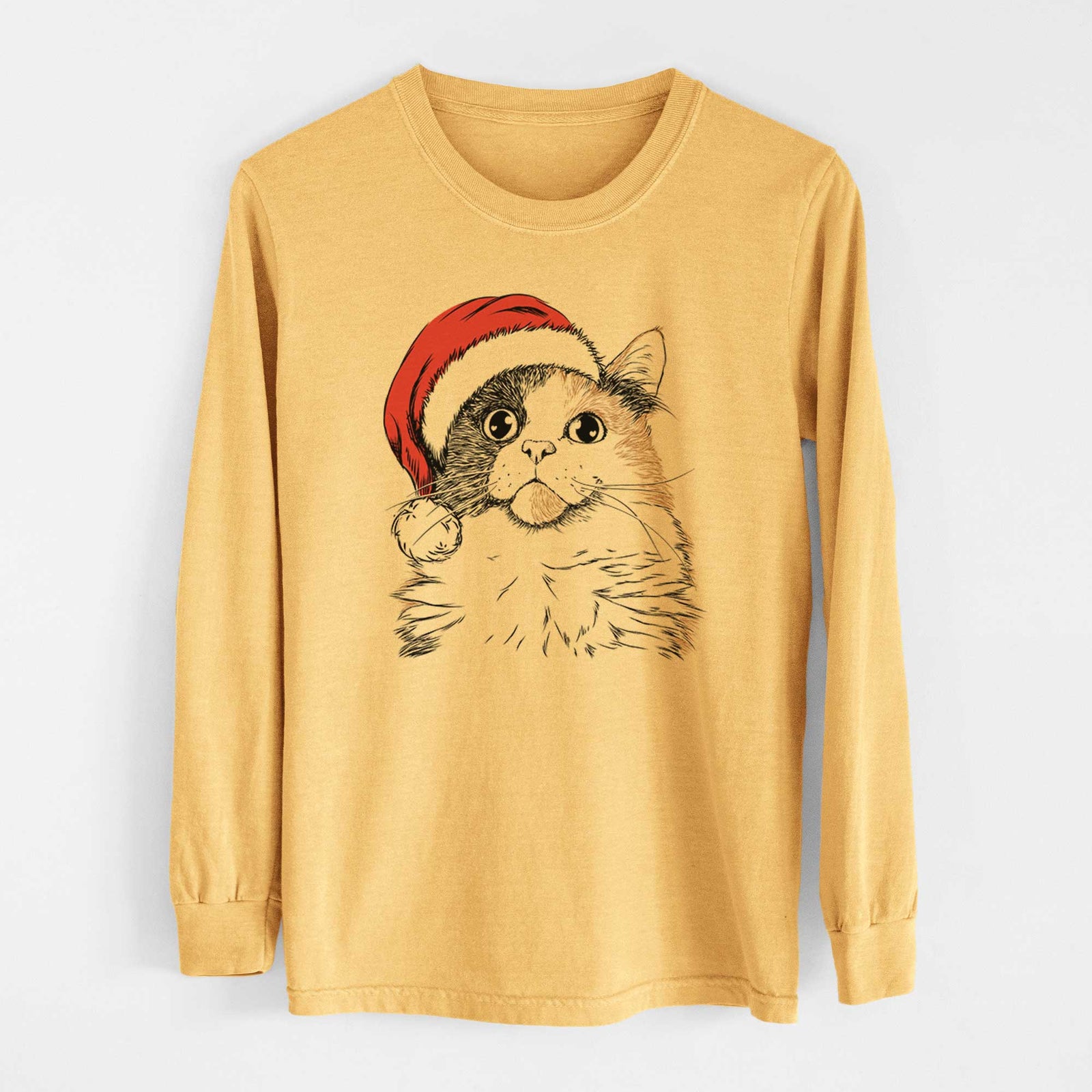 Santa Greta the Calico Cat - Heavyweight 100% Cotton Long Sleeve