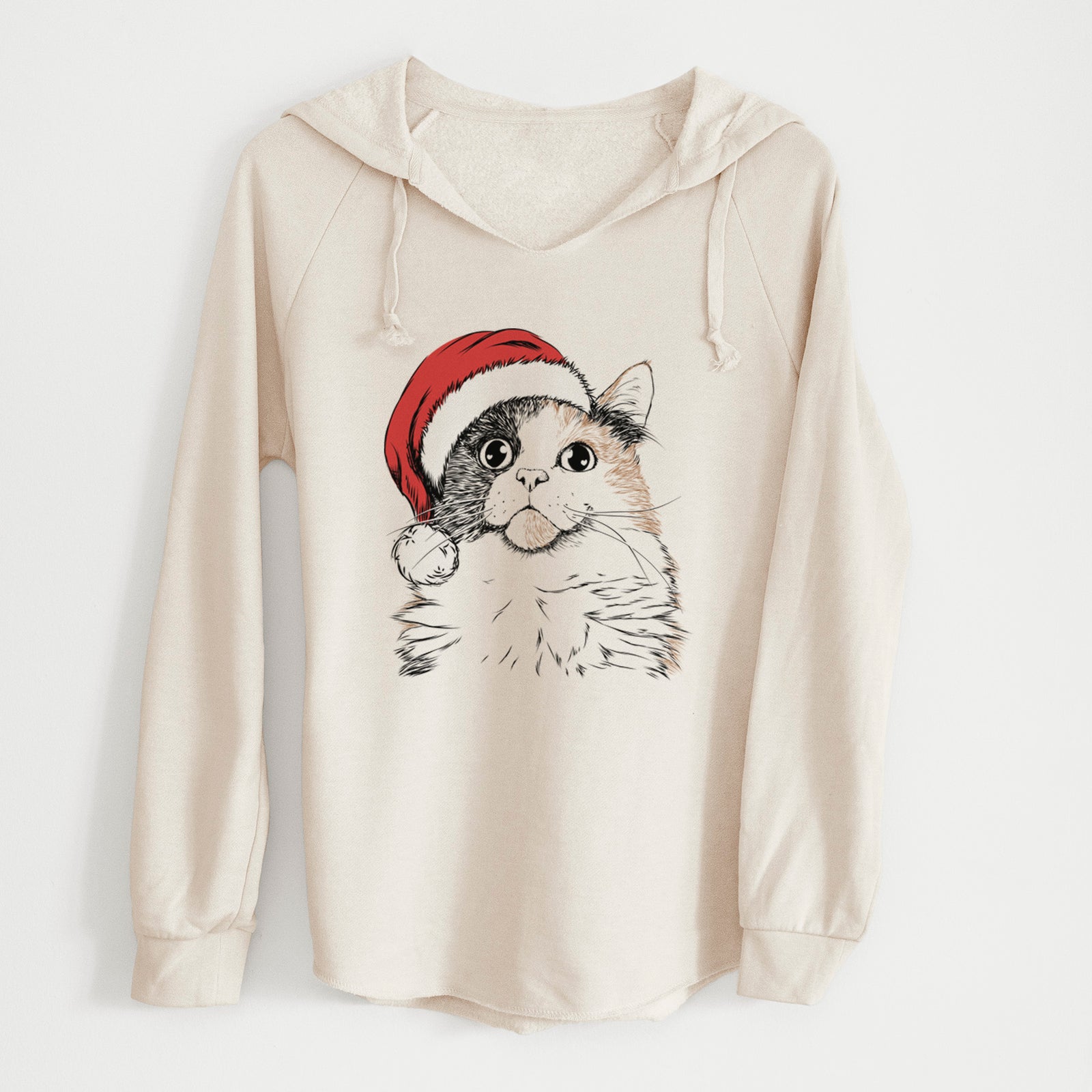 Santa Greta the Calico Cat - Cali Wave Hooded Sweatshirt