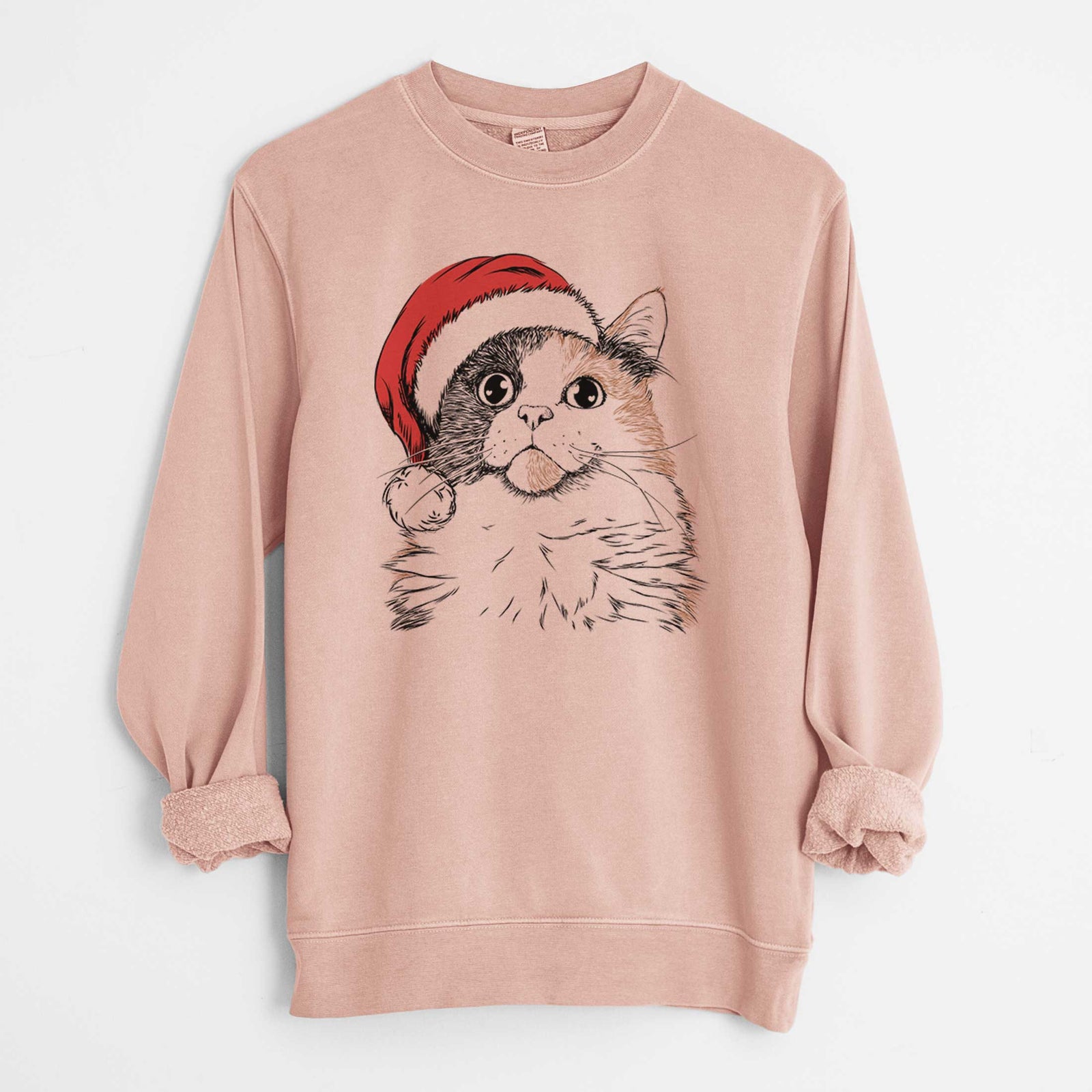 Santa Greta the Calico Cat - Unisex Pigment Dyed Crew Sweatshirt