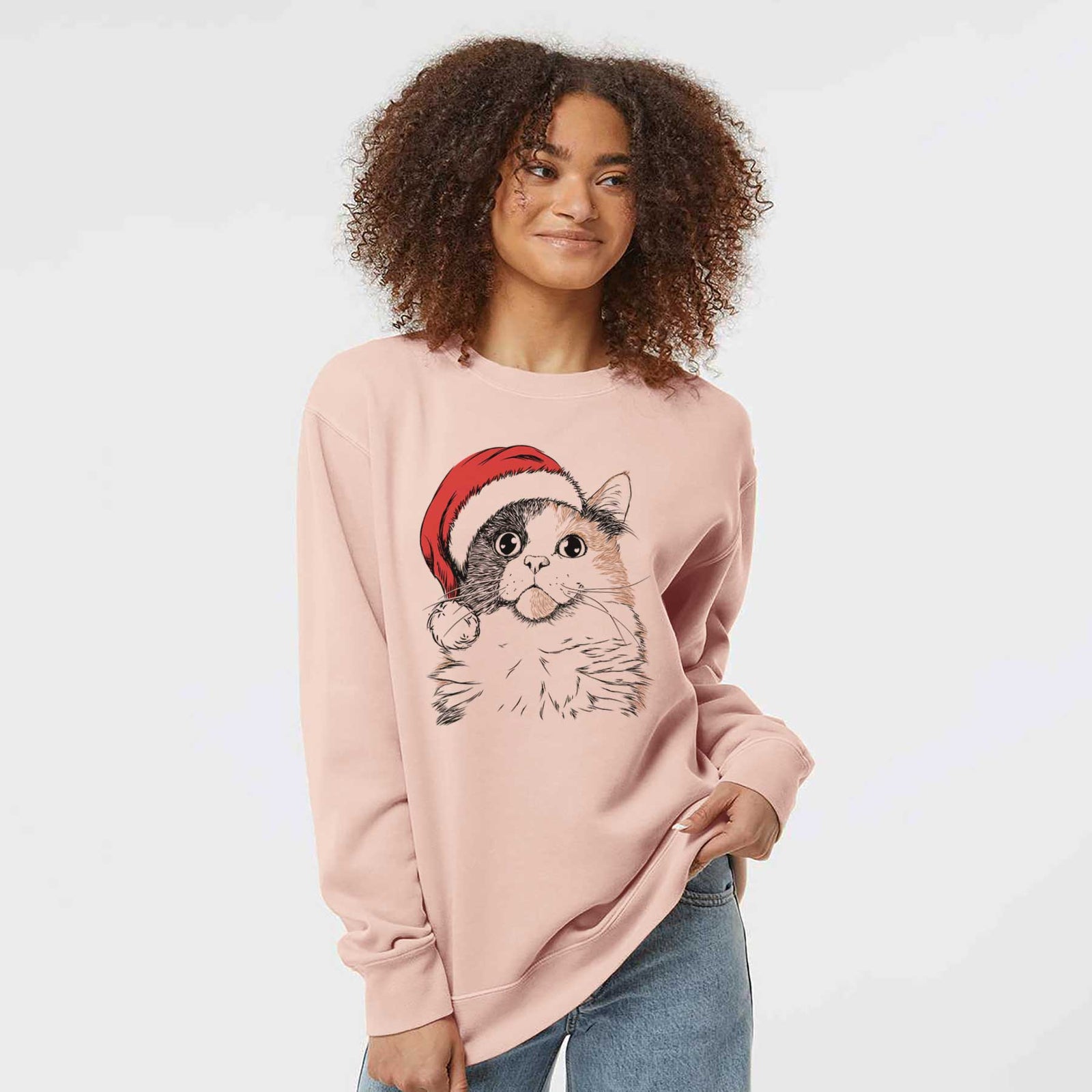Santa Greta the Calico Cat - Unisex Pigment Dyed Crew Sweatshirt
