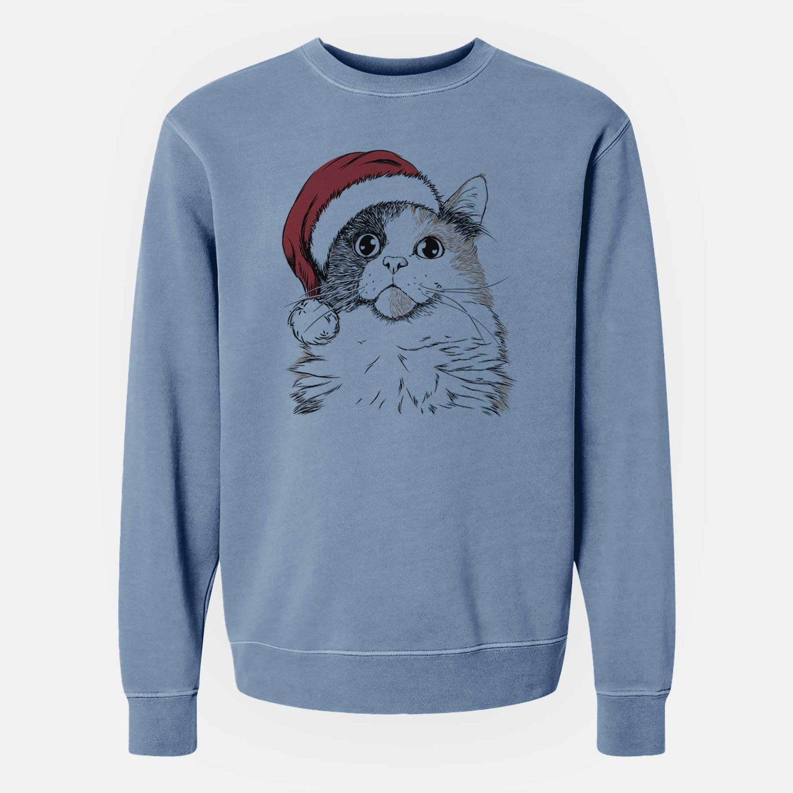 Santa Greta the Calico Cat - Unisex Pigment Dyed Crew Sweatshirt