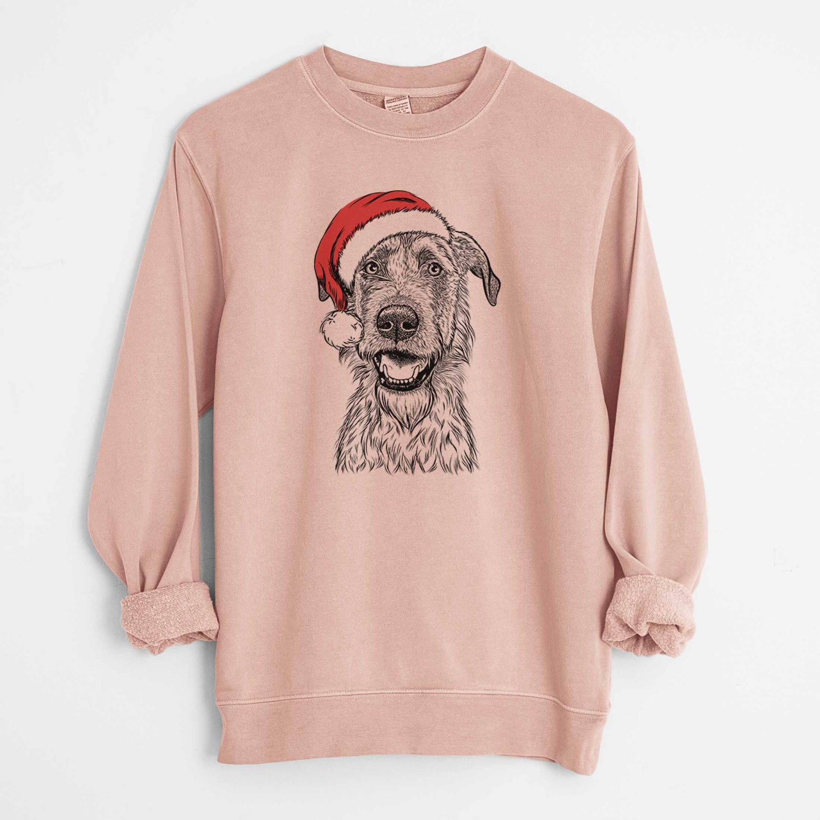 Santa Griffin the Irish Wolfhound - Unisex Pigment Dyed Crew Sweatshirt