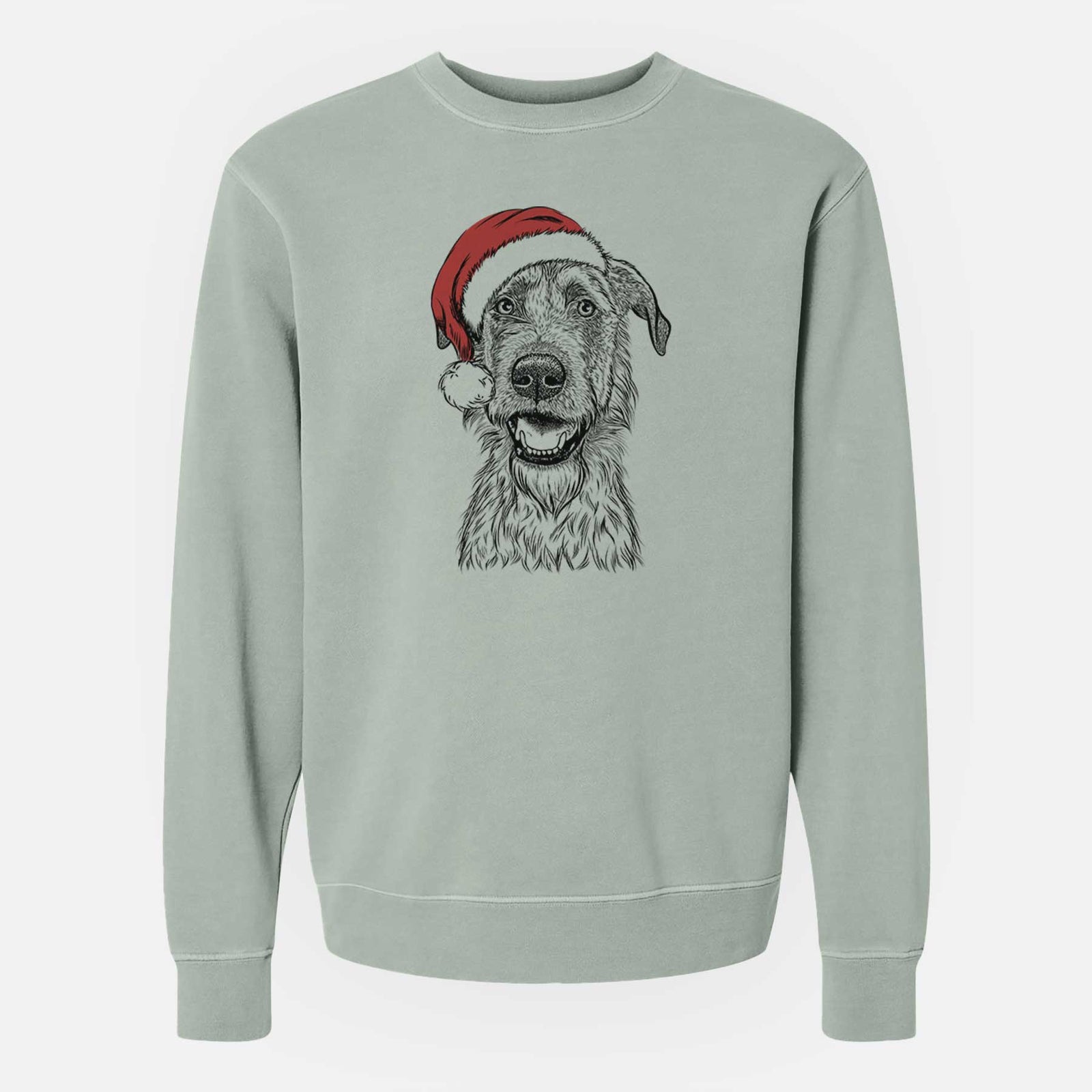 Santa Griffin the Irish Wolfhound - Unisex Pigment Dyed Crew Sweatshirt