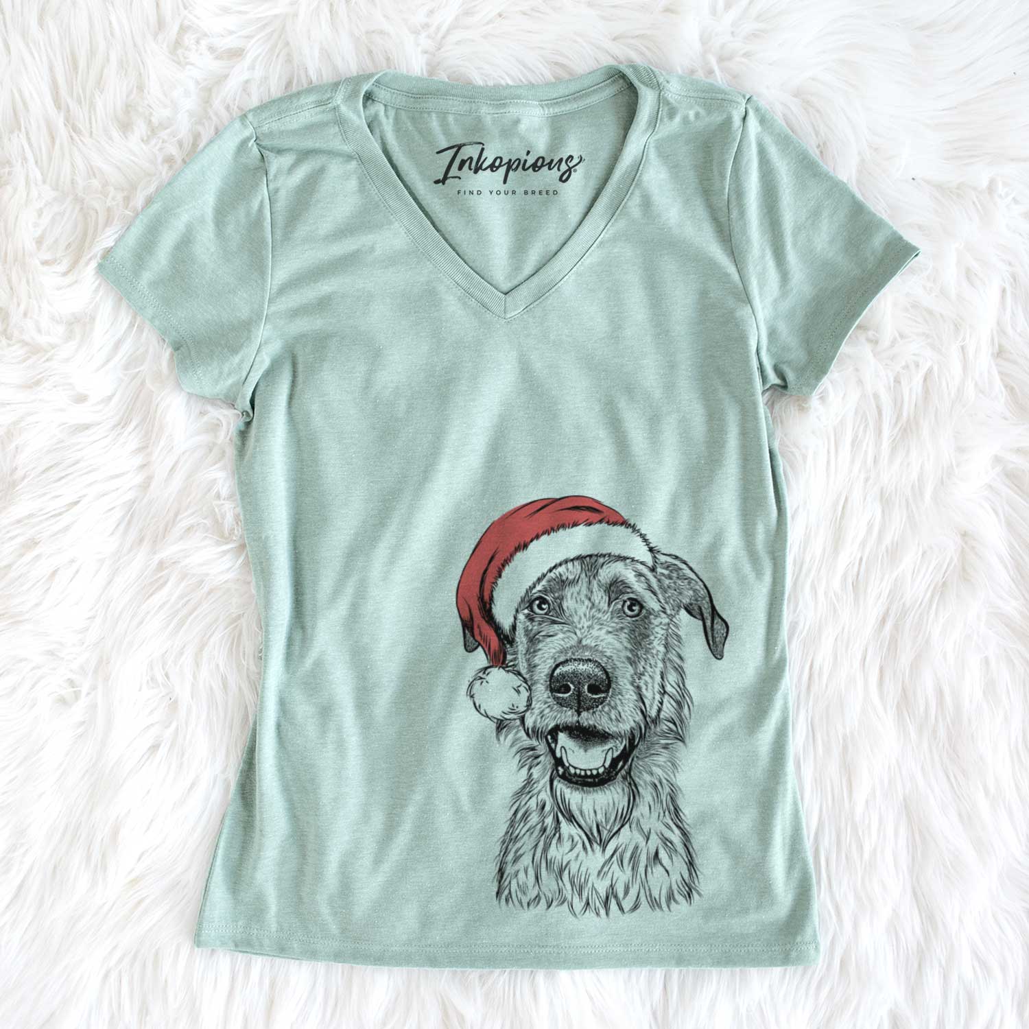 Santa Griffin the Irish Wolfhound - Women's V-neck Shirt
