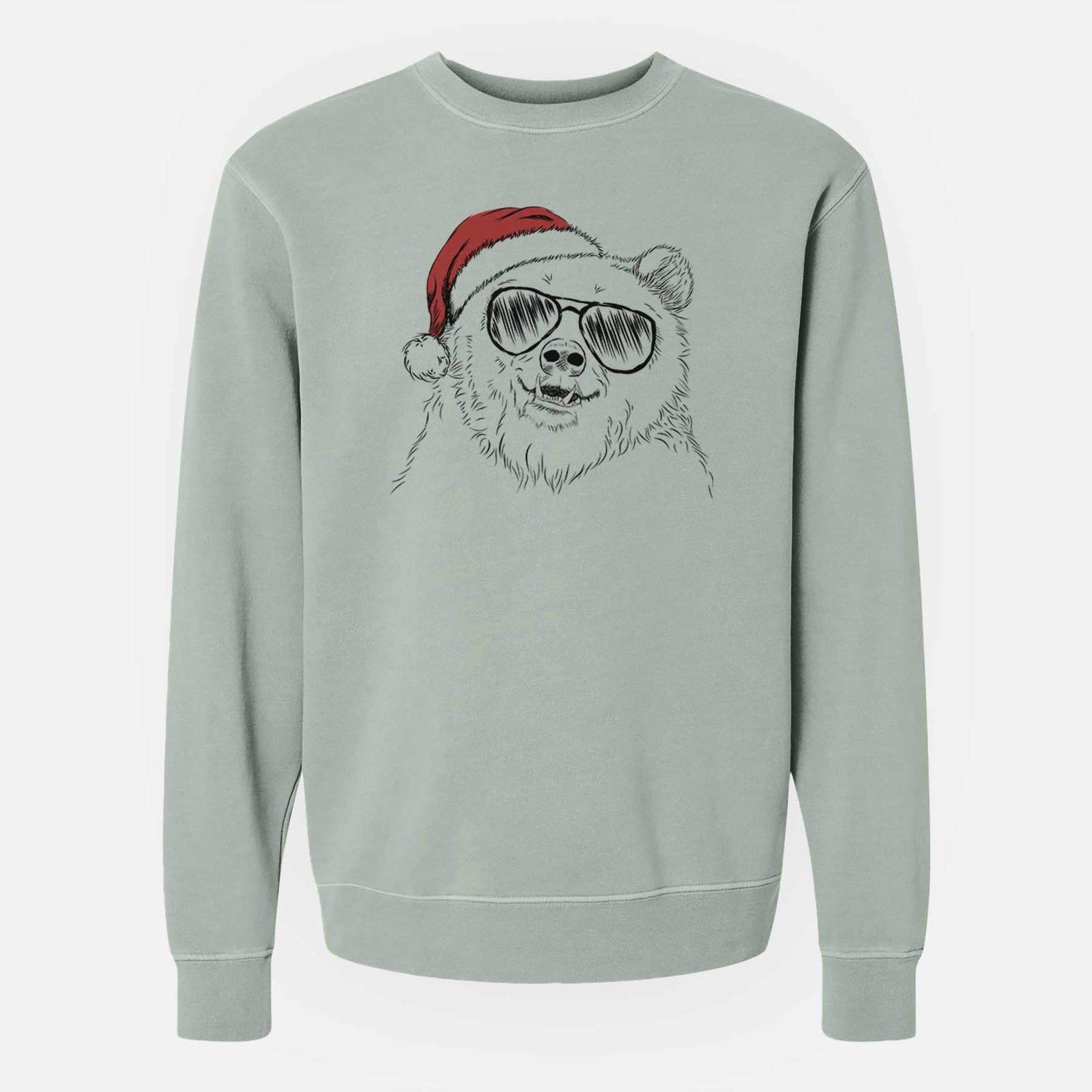 Santa Grizz the Bear - Unisex Pigment Dyed Crew Sweatshirt