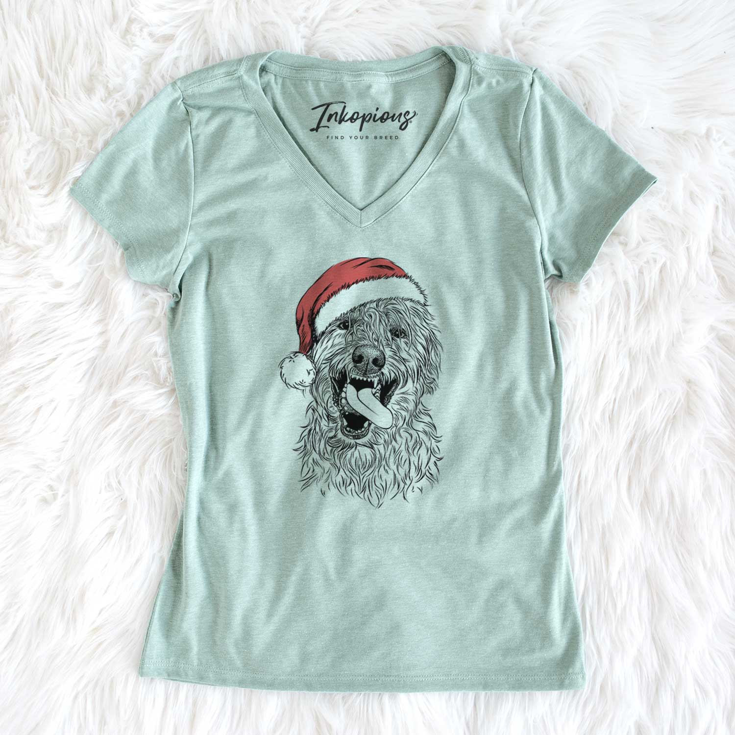Santa Groot the Irish Wolfhound - Women's V-neck Shirt