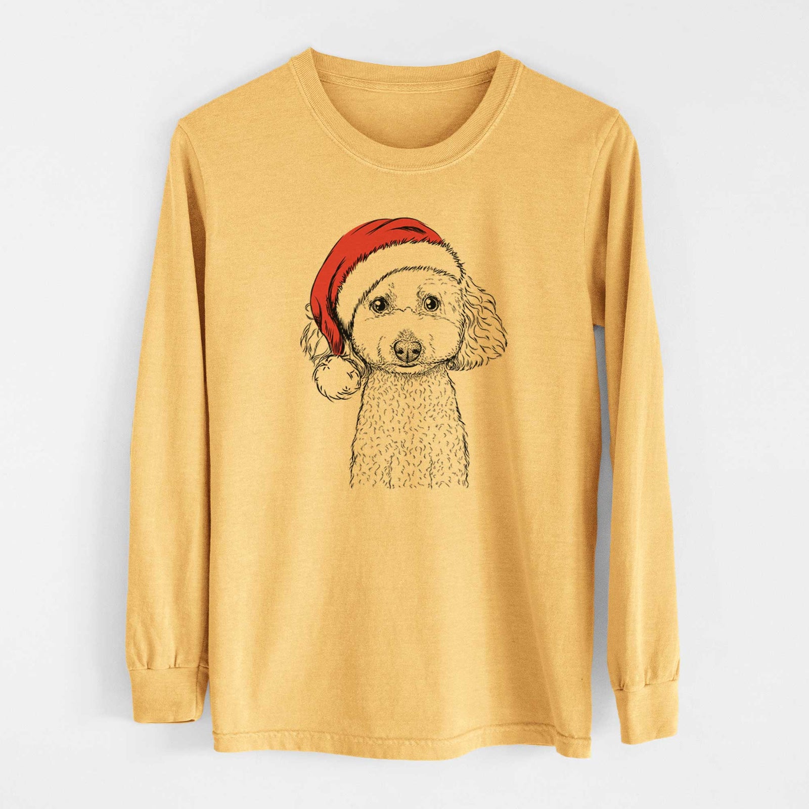 Santa Guinness the Toy Poodle Mix - Heavyweight 100% Cotton Long Sleeve