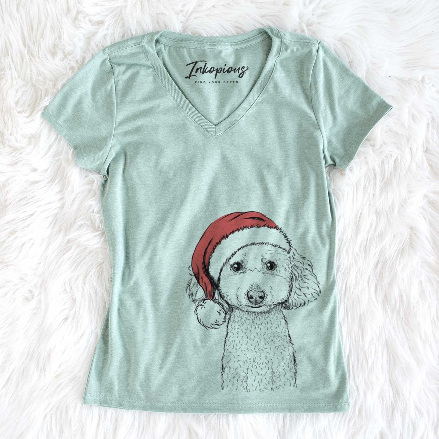 Santa Guinness the Toy Poodle Mix - Women's V-neck Shirt