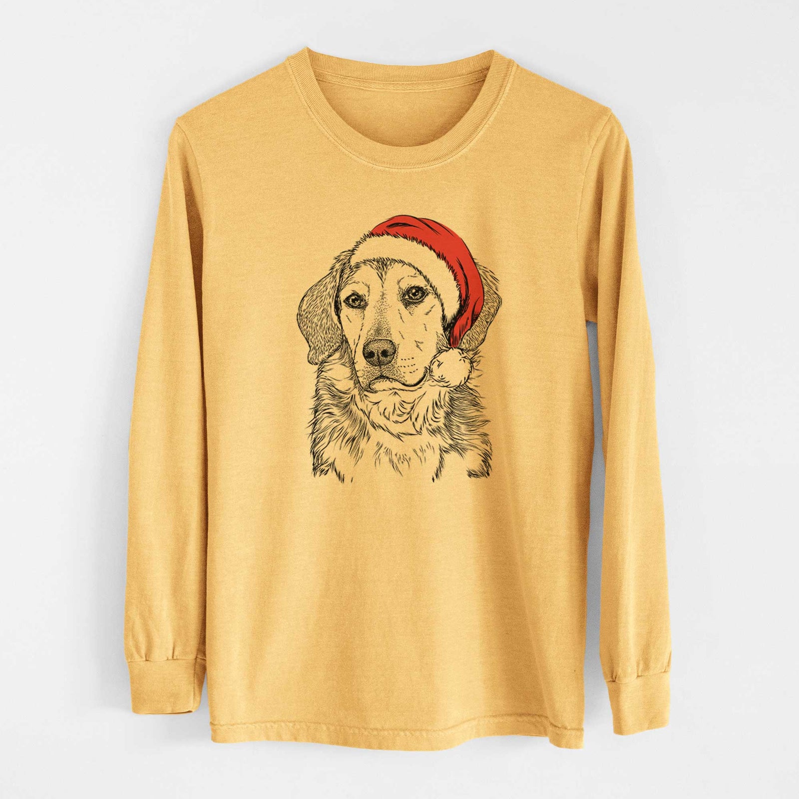 Santa Gunner the Beagle Mix - Heavyweight 100% Cotton Long Sleeve