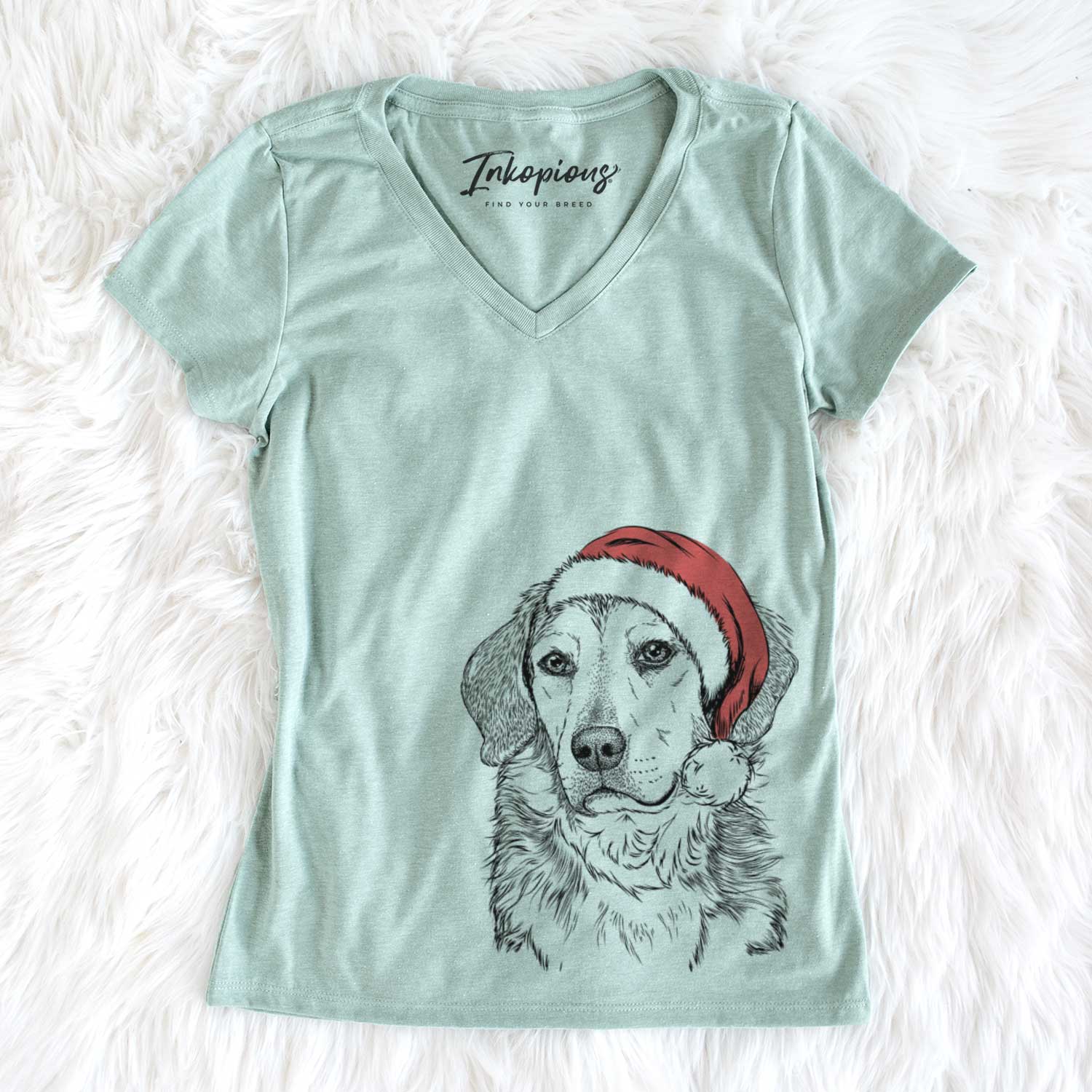 Santa Gunner the Beagle Mix - Women's V-neck Shirt