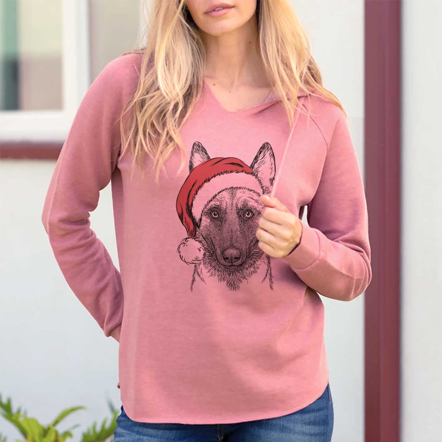 Santa Gunther the Belgian Malinois - Cali Wave Hooded Sweatshirt
