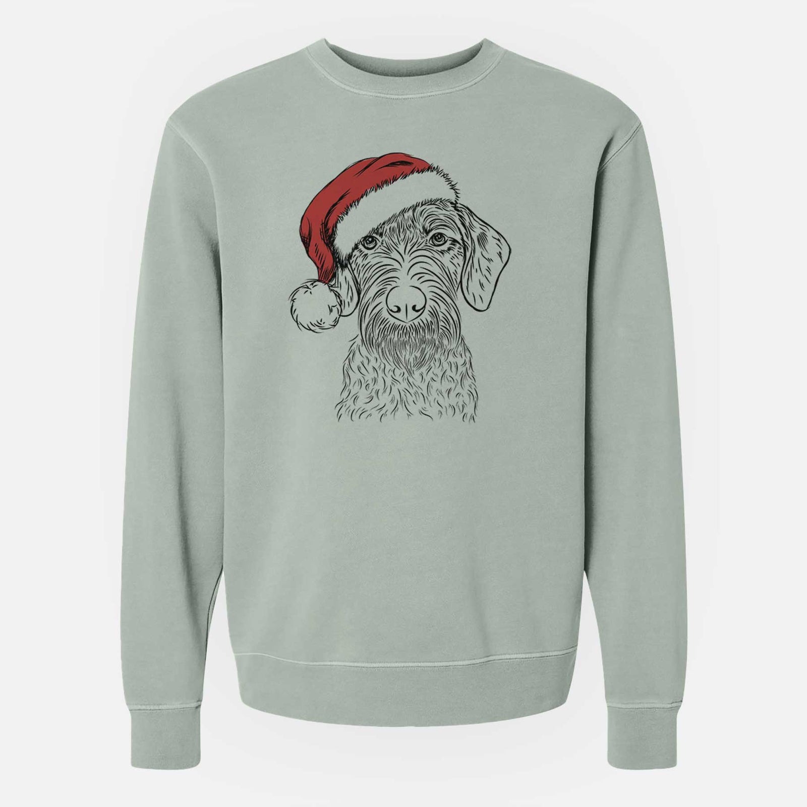 Santa Gus the German Wirehaired Pointer - Unisex Pigment Dyed Crew Sweatshirt