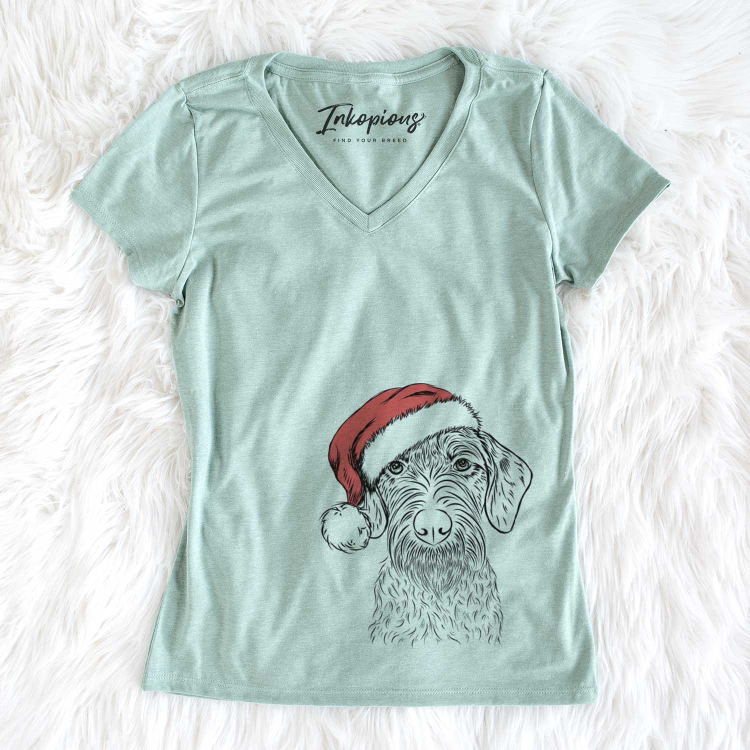 Santa Gus the German Wirehaired Pointer - Women's V-neck Shirt