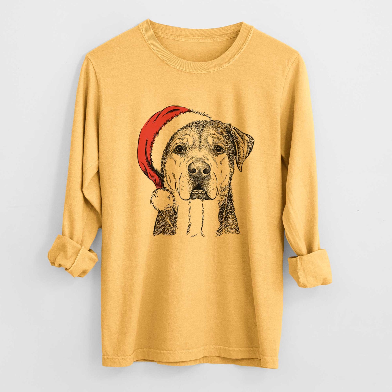 Santa Gus the Rottweiler Mix - Heavyweight 100% Cotton Long Sleeve