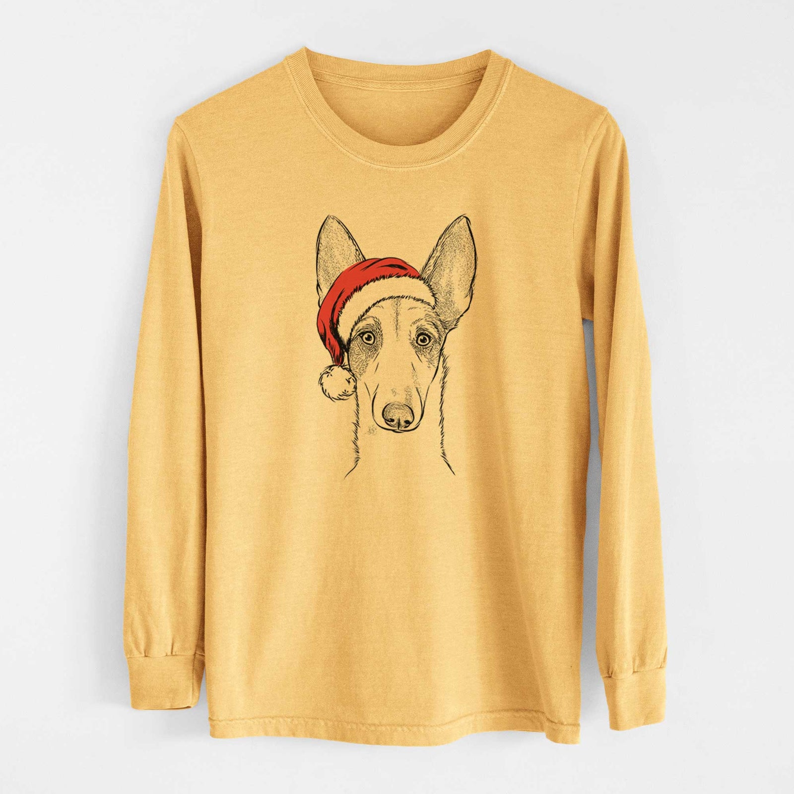 Santa Halo the Ibizan Sight Hound - Heavyweight 100% Cotton Long Sleeve
