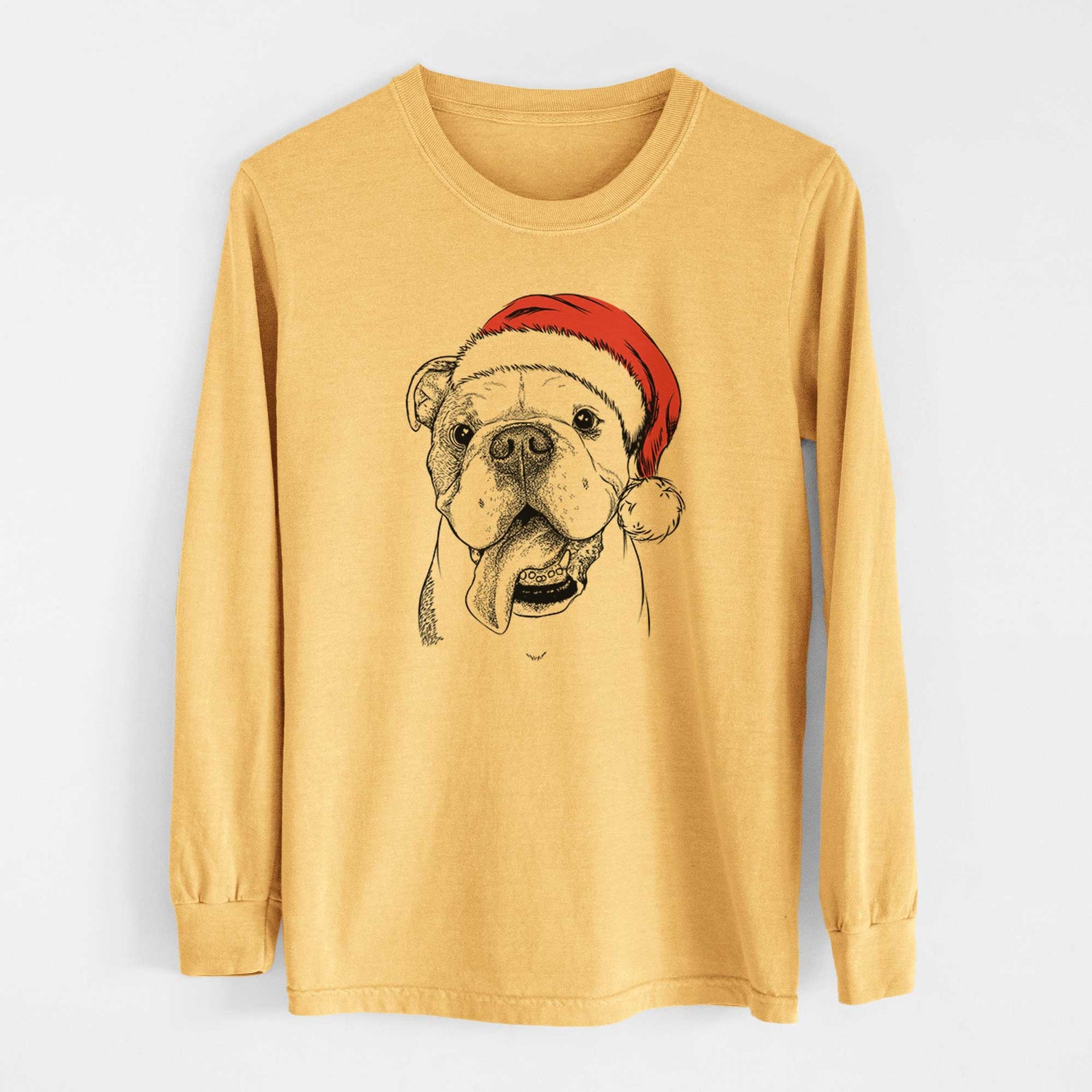 Santa Hank the English Bulldog - Heavyweight 100% Cotton Long Sleeve