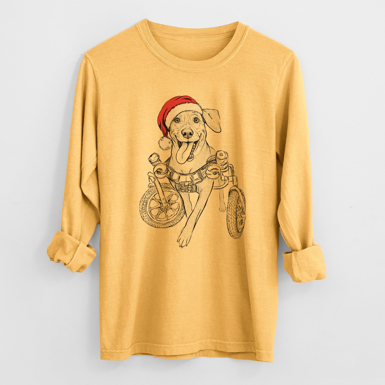 Santa Hannah the Pitbull Mix - Heavyweight 100% Cotton Long Sleeve