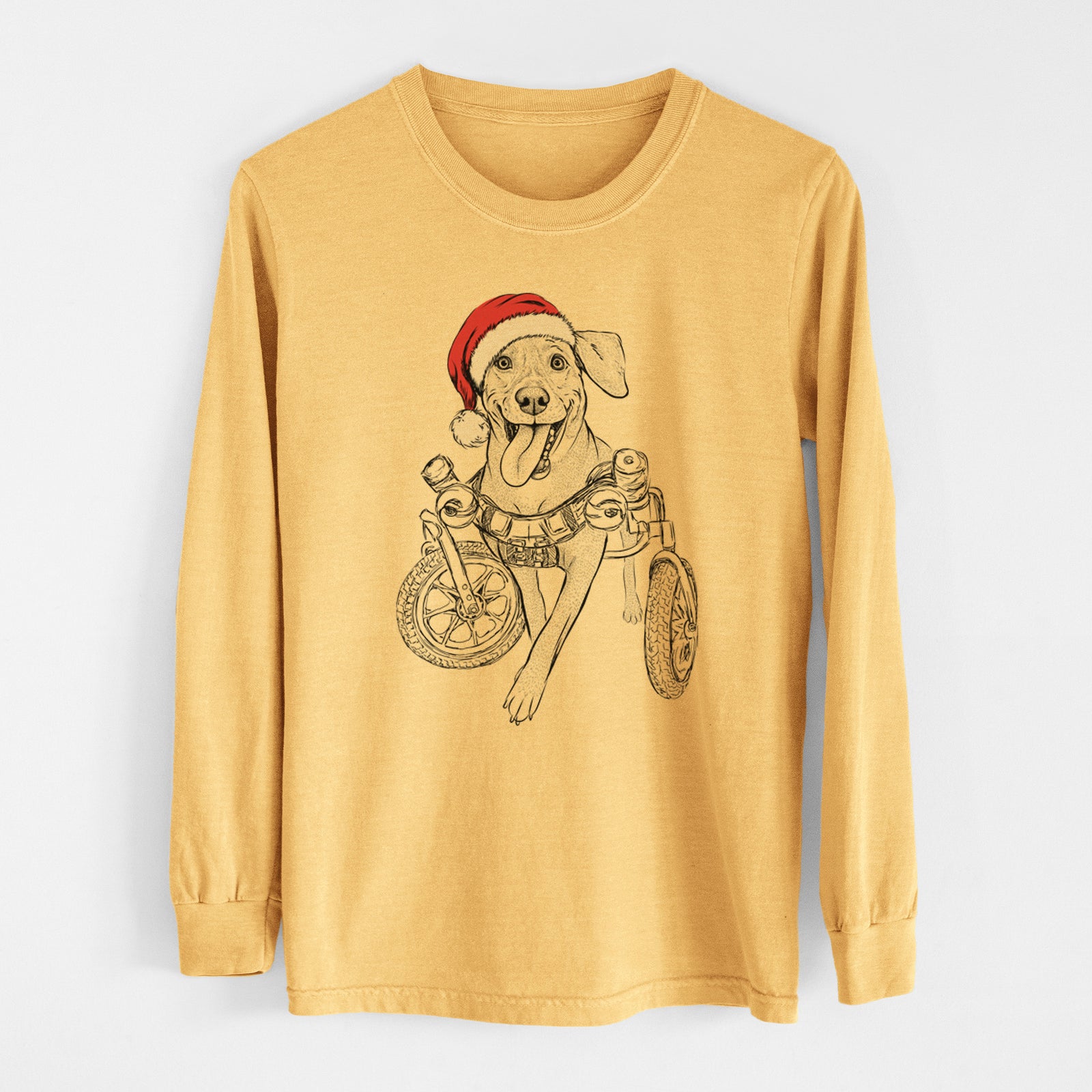 Santa Hannah the Pitbull Mix - Heavyweight 100% Cotton Long Sleeve