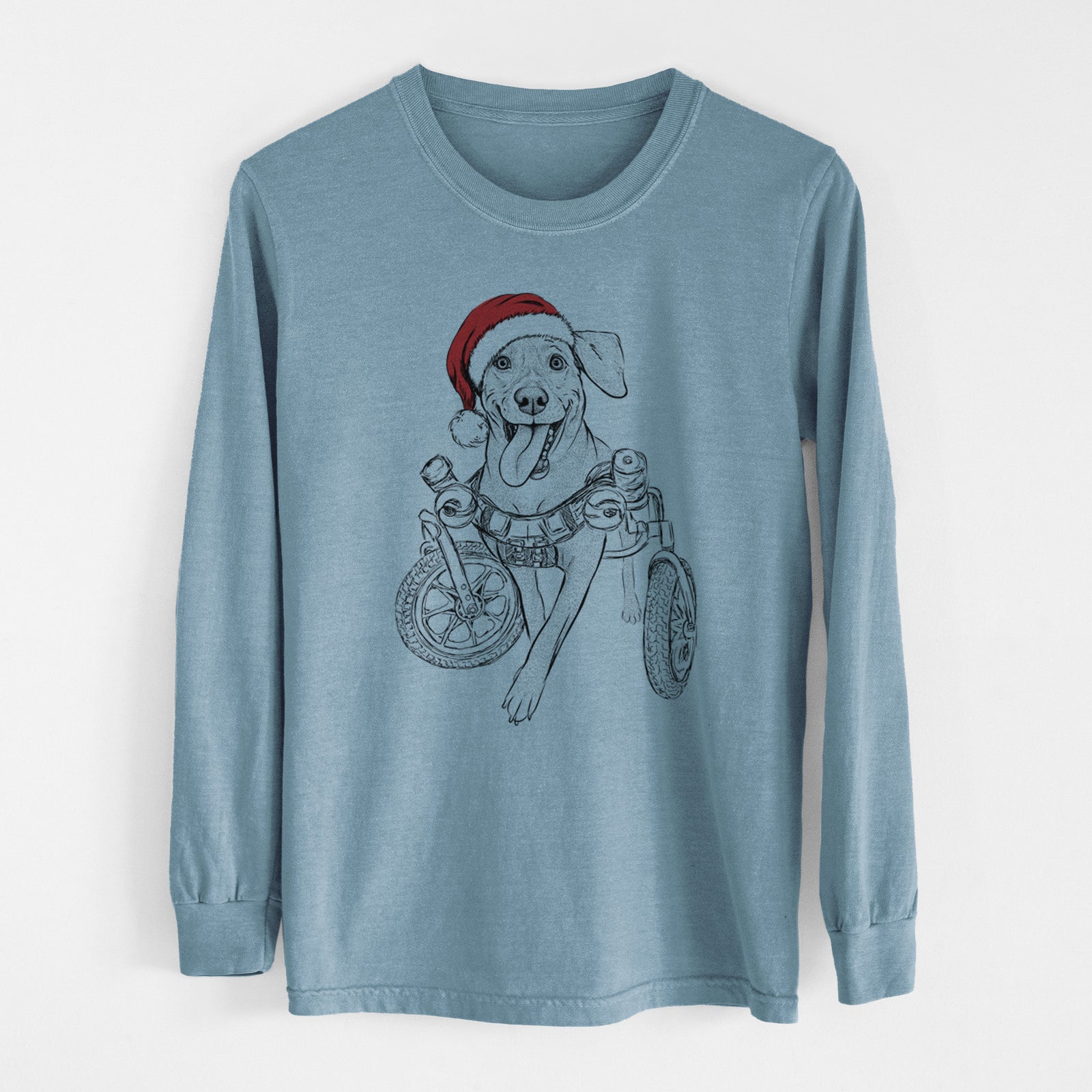 Santa Hannah the Pitbull Mix - Heavyweight 100% Cotton Long Sleeve
