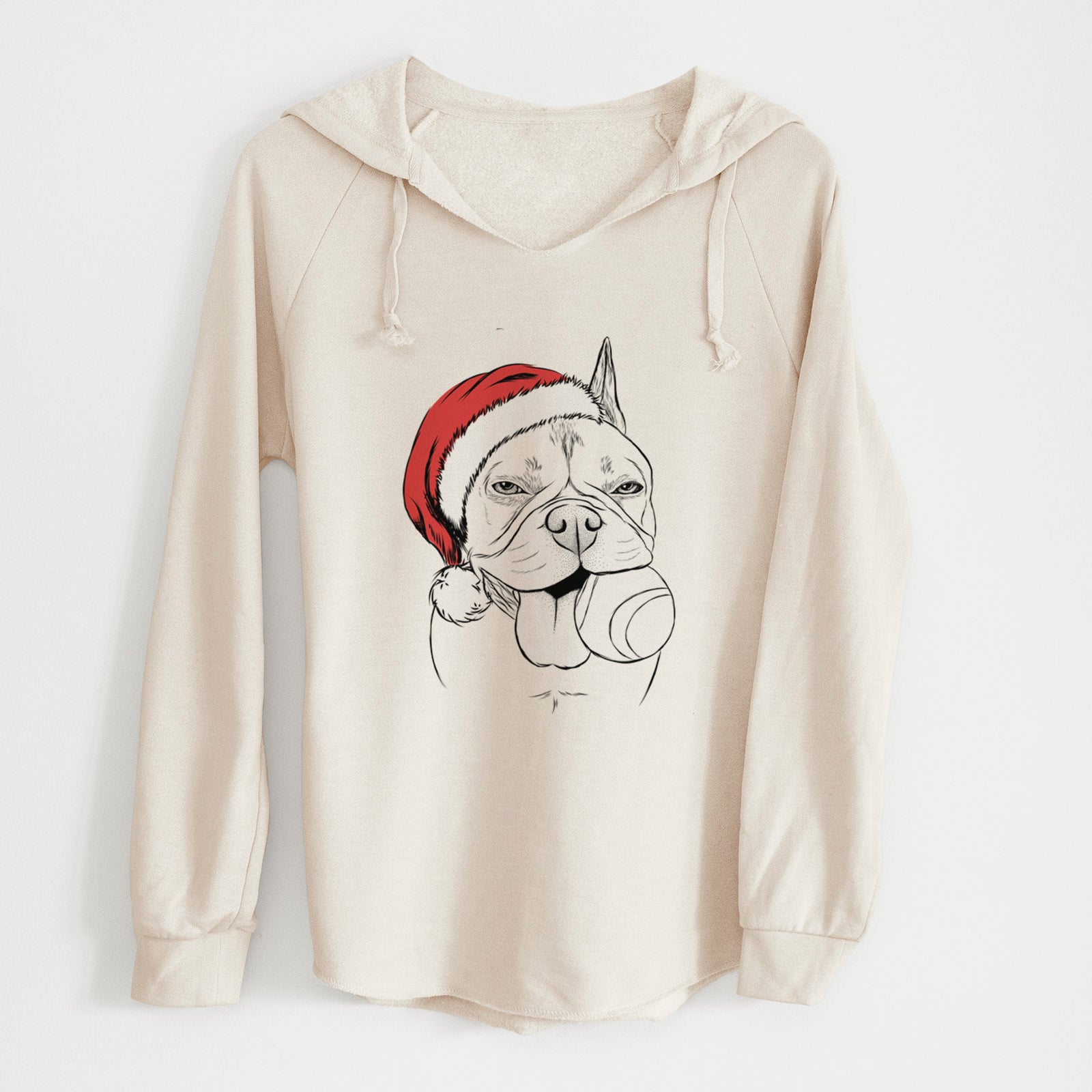 Santa Happy Franco the French Bulldog - Cali Wave Hooded Sweatshirt