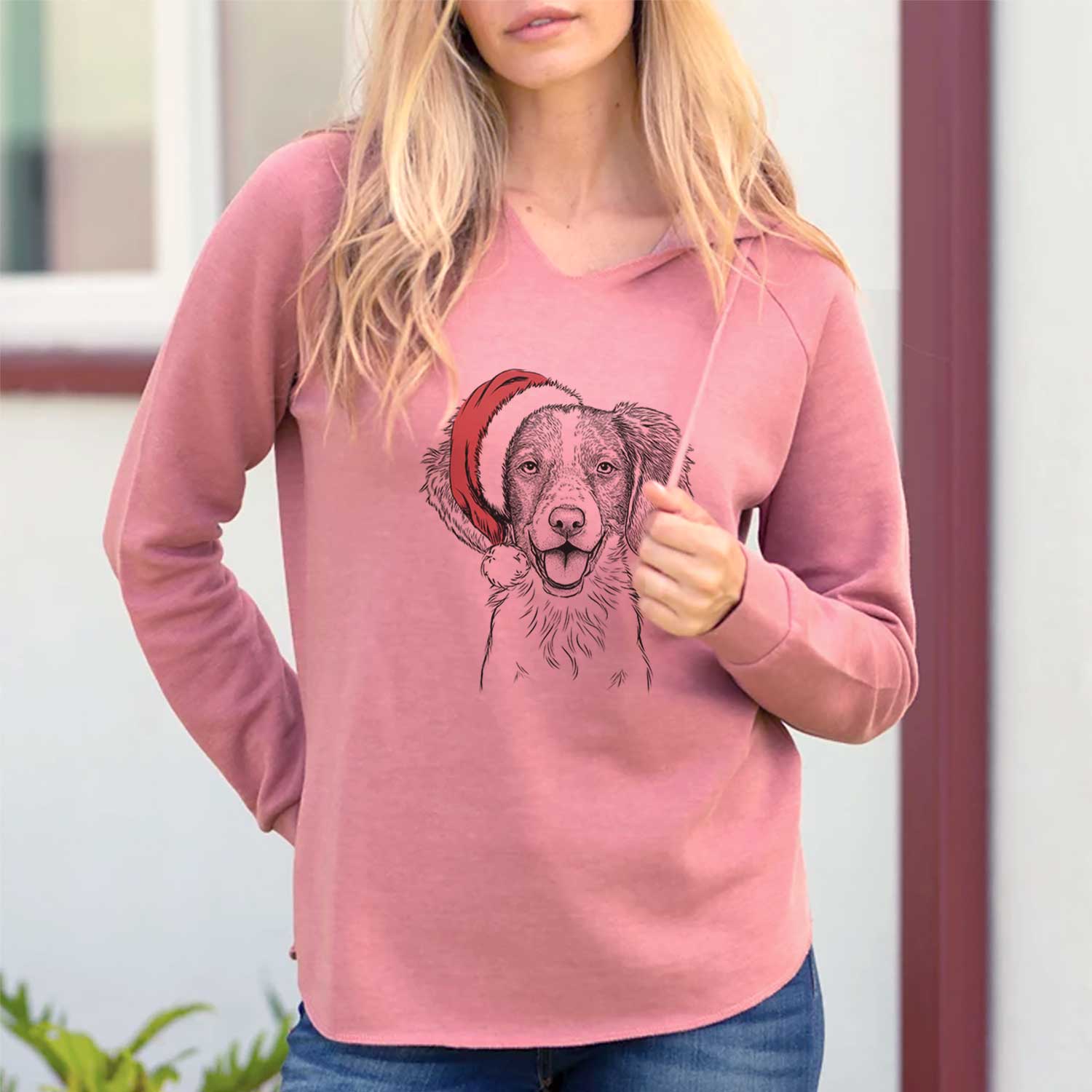 Santa Happy Holly the Brittany Spaniel - Cali Wave Hooded Sweatshirt