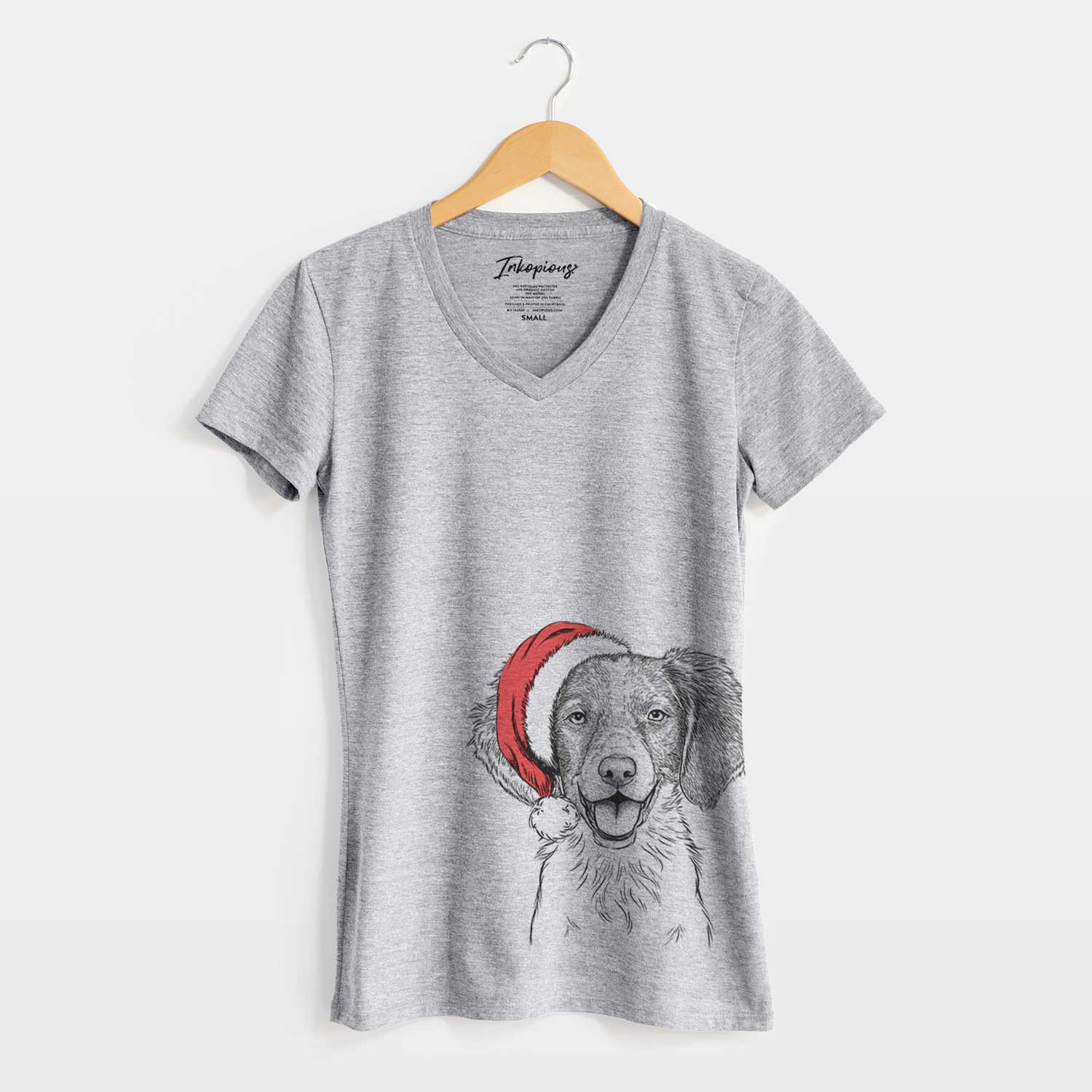 Santa Happy Holly the Brittany Spaniel - Women's V-neck Shirt