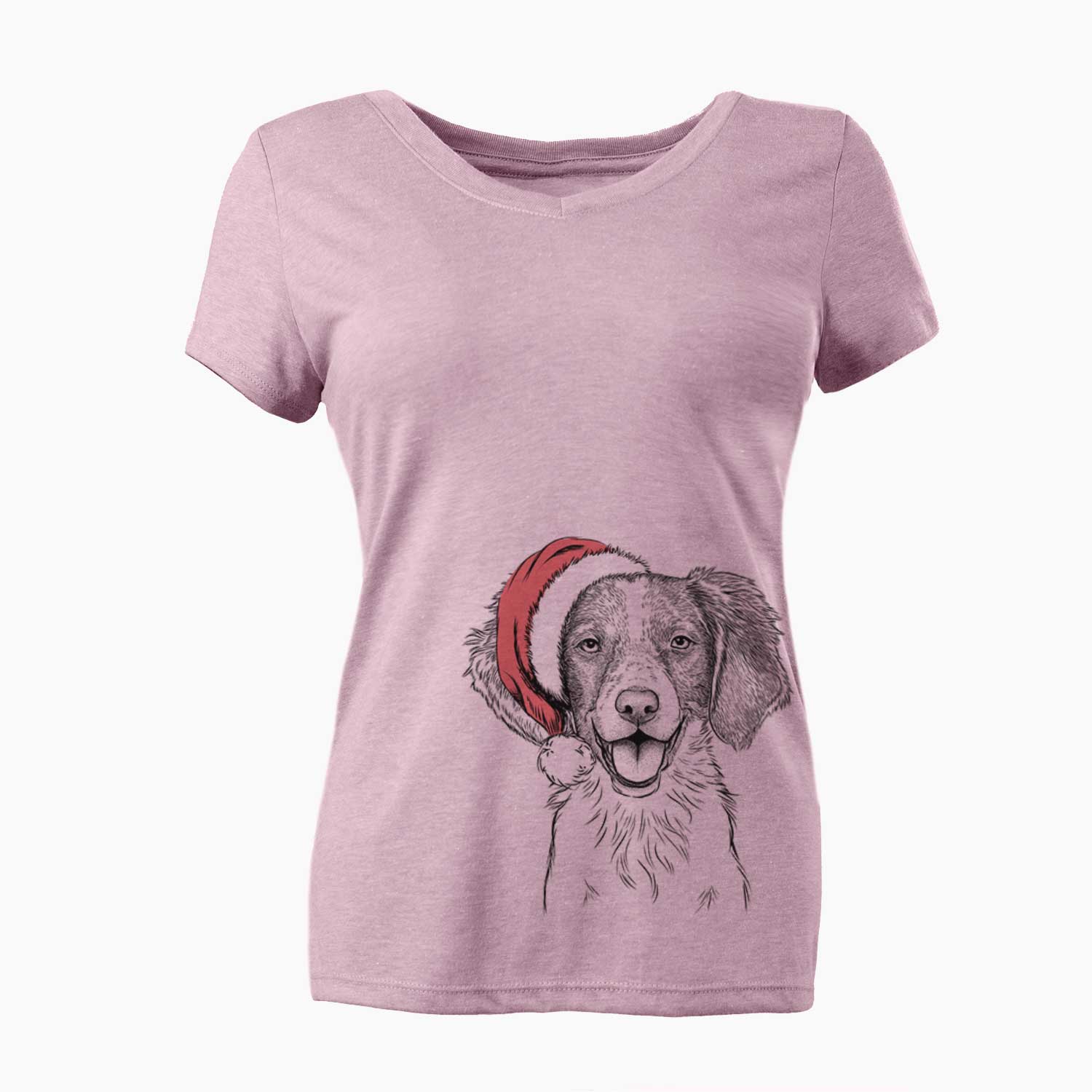 Santa Happy Holly the Brittany Spaniel - Women's V-neck Shirt