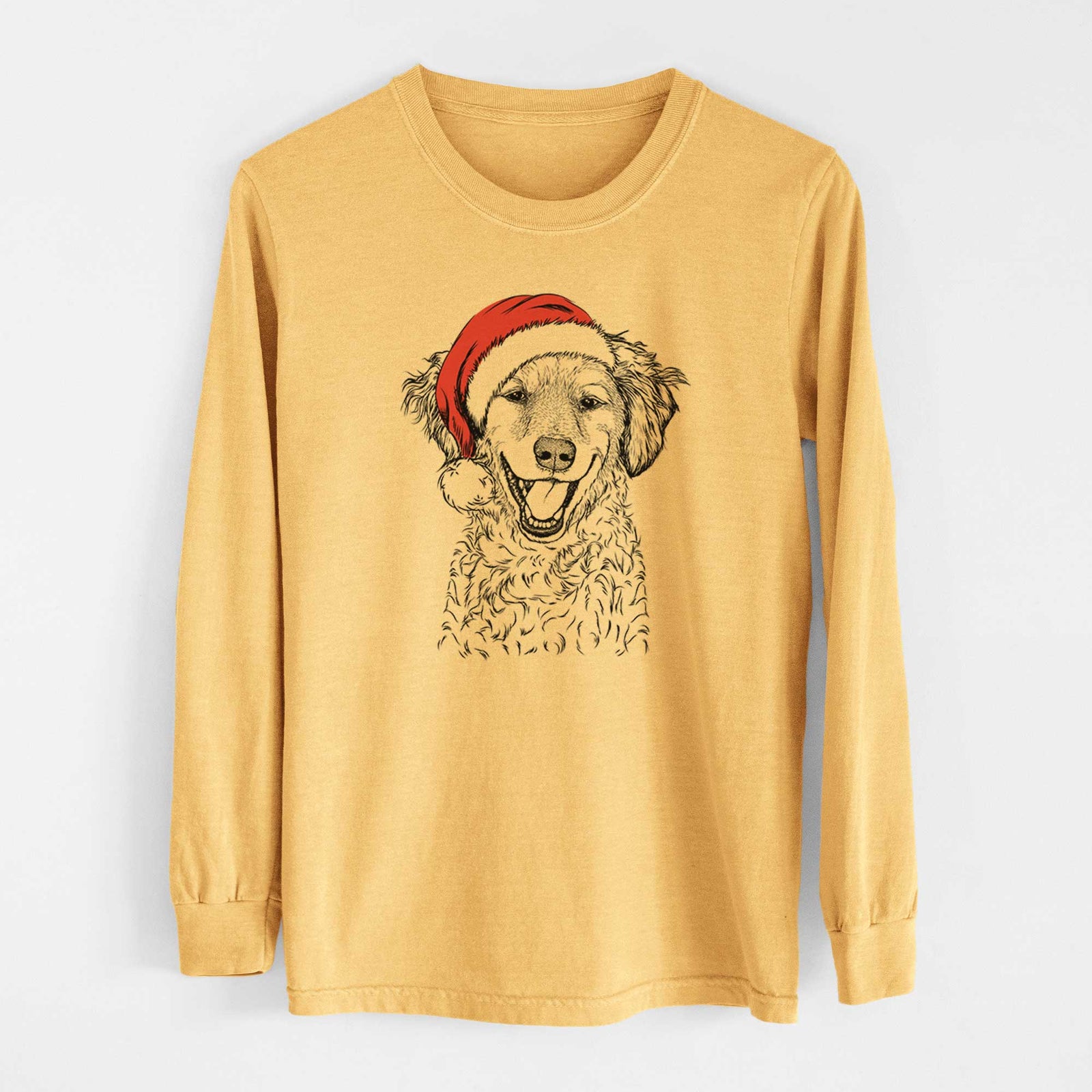 Santa Happy Otis the Miniature Goldendoodle - Heavyweight 100% Cotton Long Sleeve