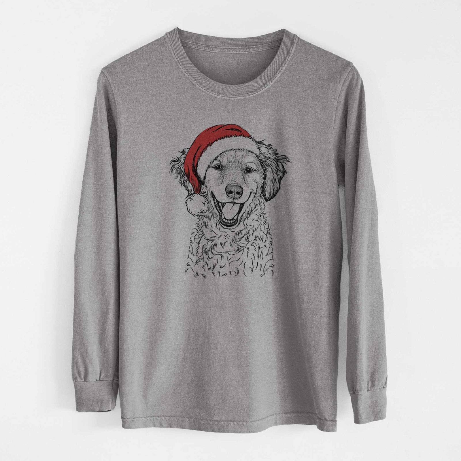 Santa Happy Otis the Miniature Goldendoodle - Heavyweight 100% Cotton Long Sleeve