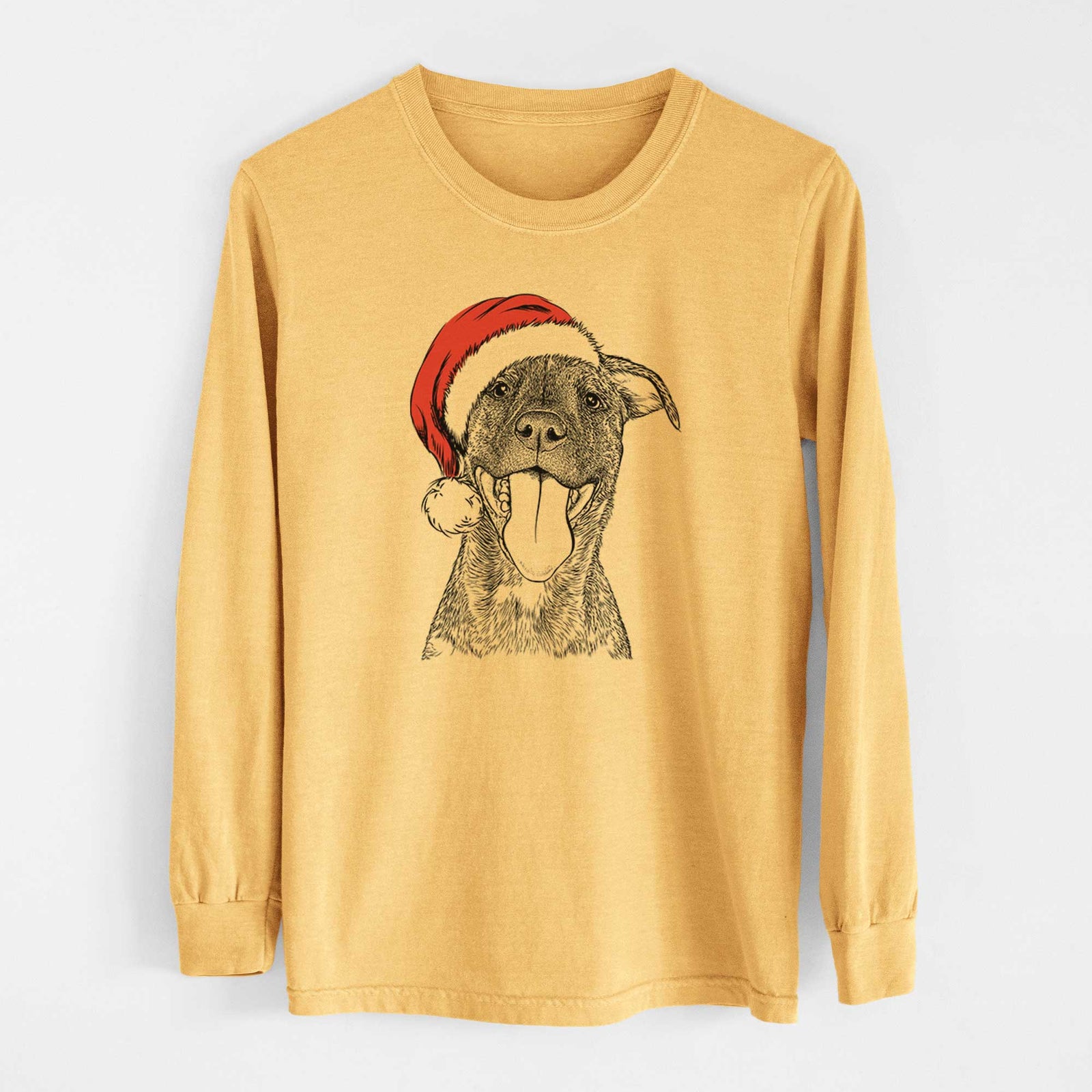Santa Harley the Pitbull Mix - Heavyweight 100% Cotton Long Sleeve
