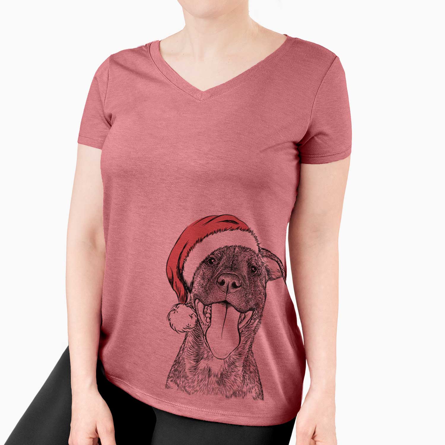 Santa Harley the Pitbull Mix - Women's V-neck Shirt