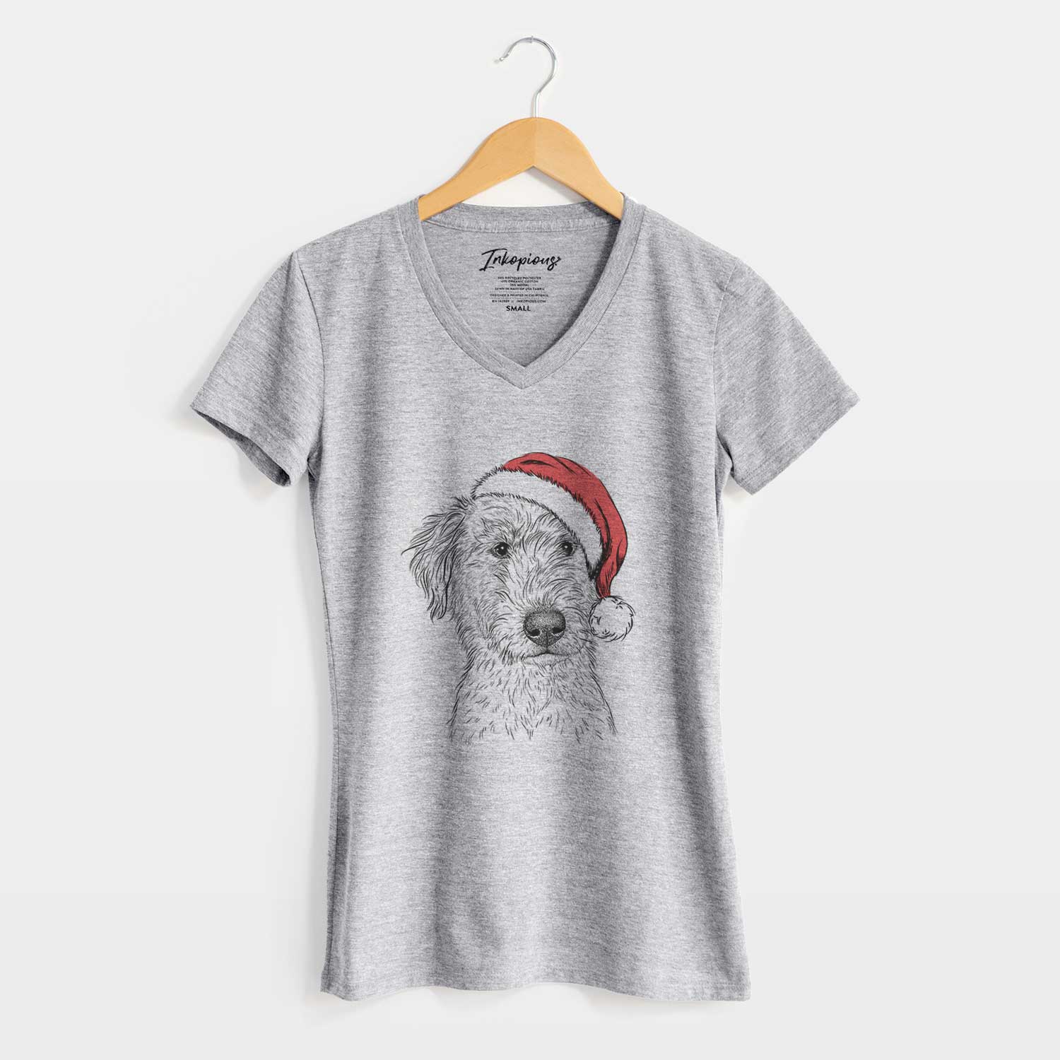 Santa Harry the Mixed Breed Puppy - Women's V-neck Shirt