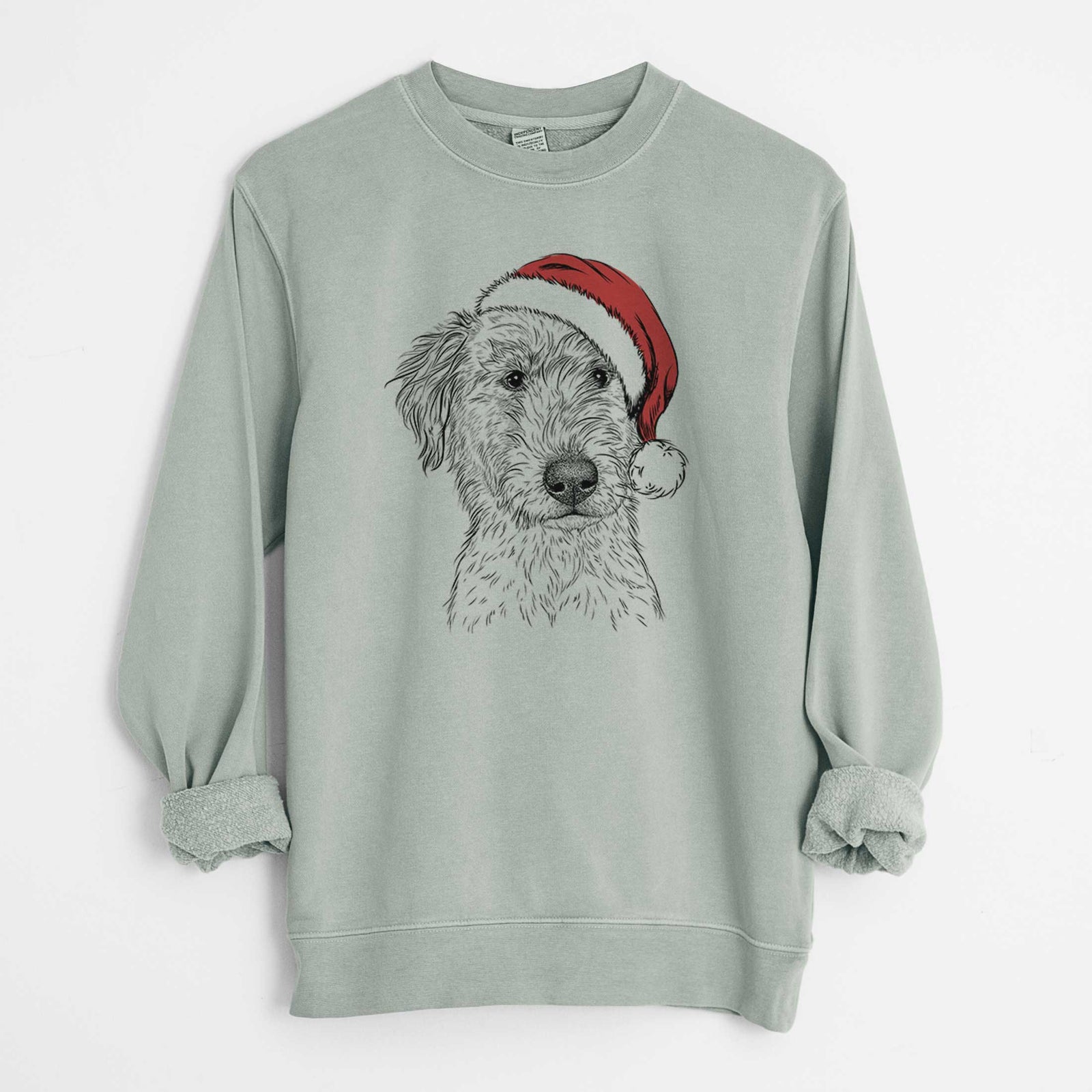 Santa Harry the Mixed Breed Puppy - Unisex Pigment Dyed Crew Sweatshirt