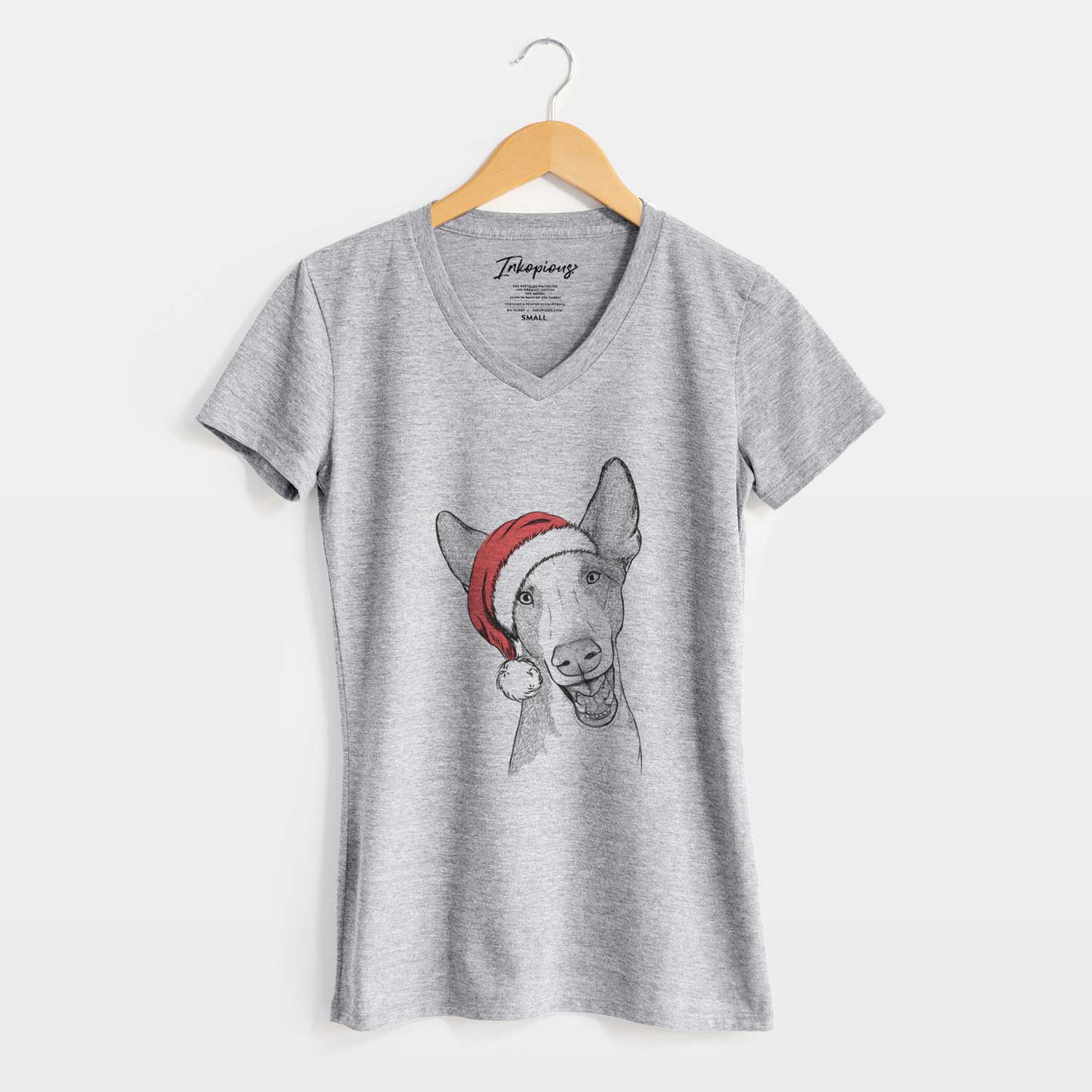 Santa Havok the Ibizan Hound - Women's V-neck Shirt