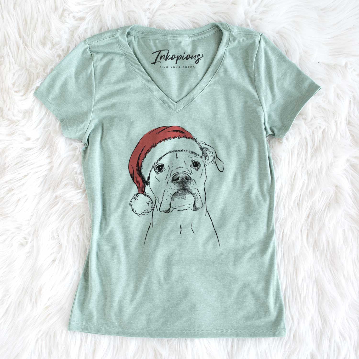 Santa Henley the Boxer - Women's V-neck Shirt