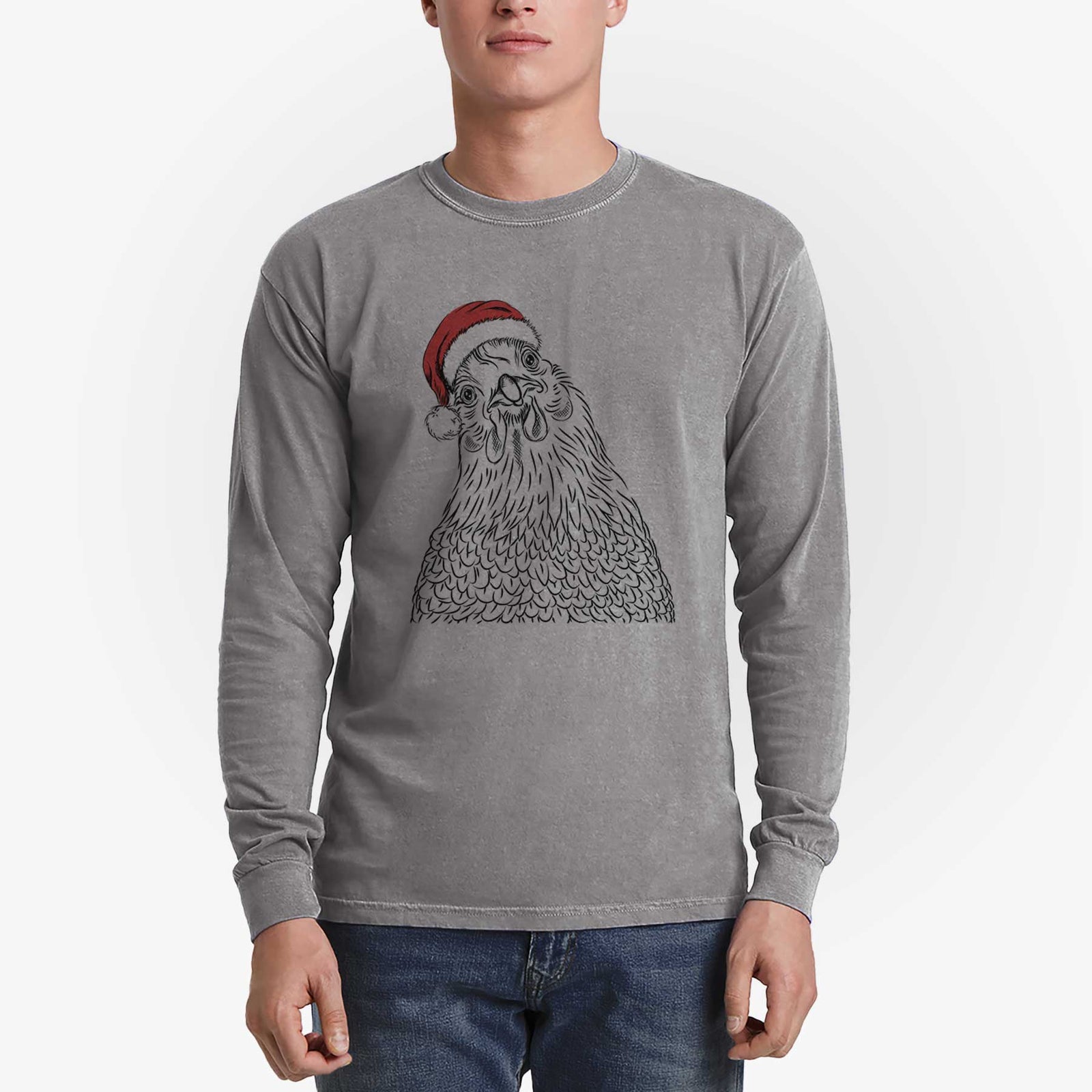 Santa Henrietta the Chicken - Heavyweight 100% Cotton Long Sleeve
